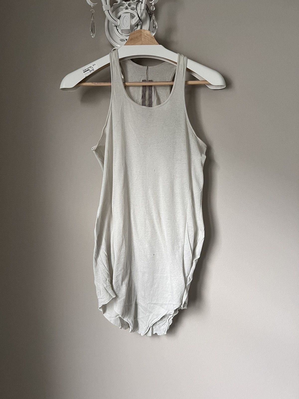 image of Rick Owens Ss19 Babel Curved Hem Tank in White, Men's (Size Small)