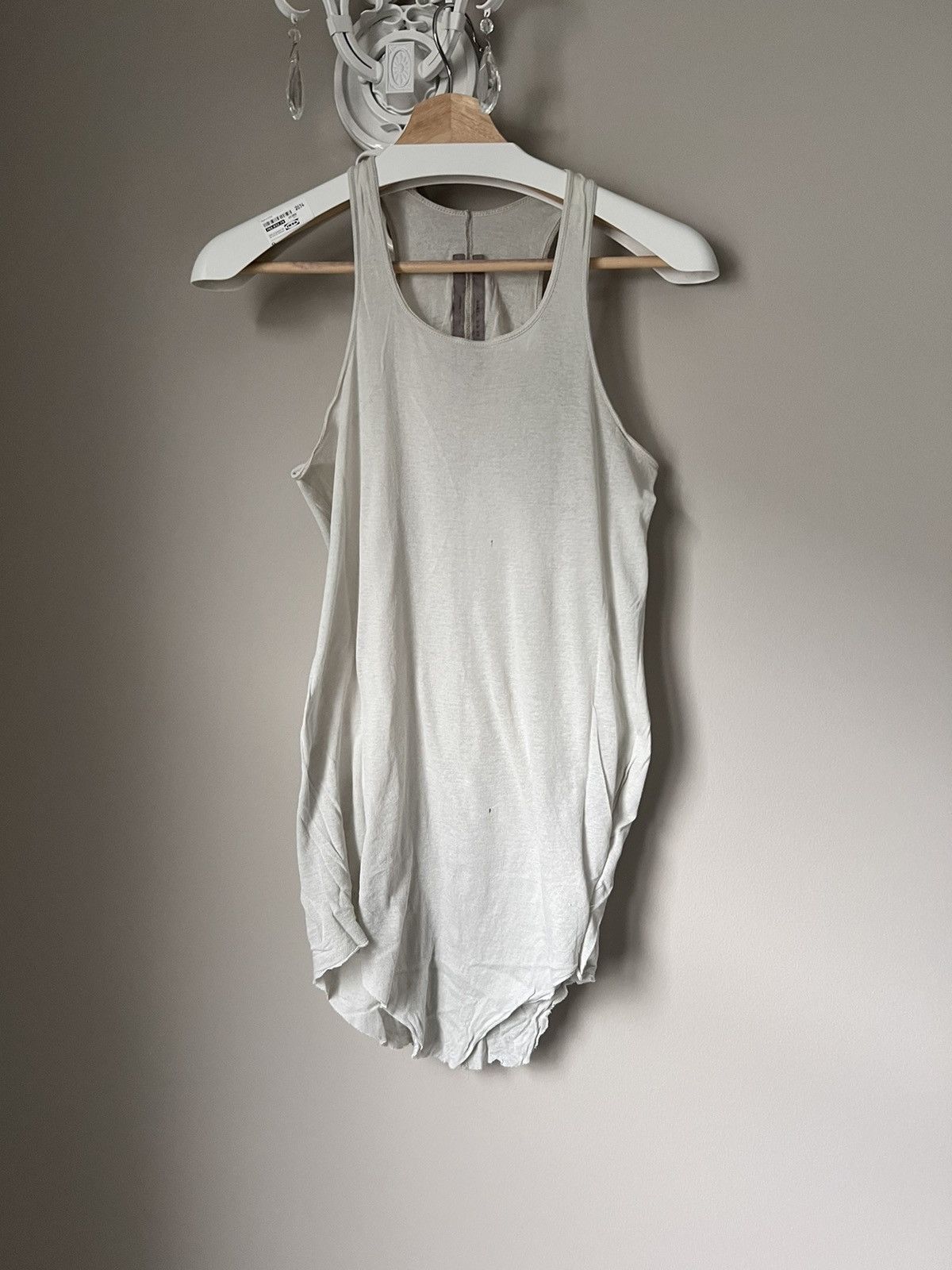 Pre-owned Rick Owens Ss19 Babel Curved Hem Tank In White