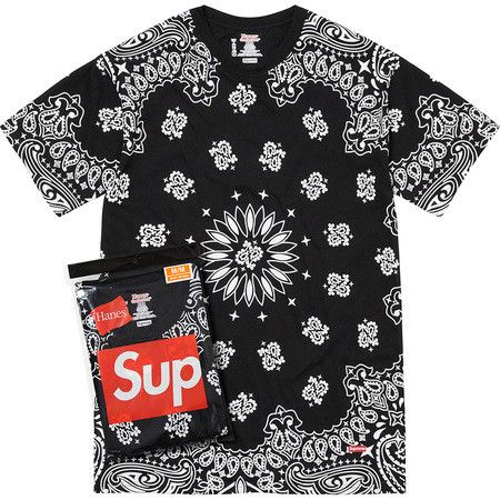 Supreme x Hanes Bandana Tagless Tees 2 Pack - Black - XXL