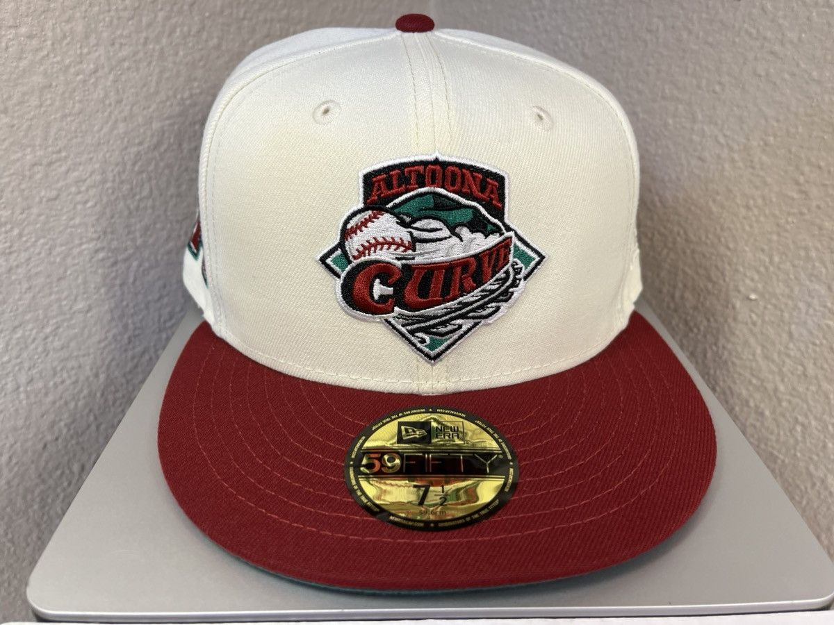 MLB × New Era Cap USA 7 1/2 Altoona Curve Chrome/Burgundy Green UV 59Fifty Size ONE SIZE - 2 Thumbnail