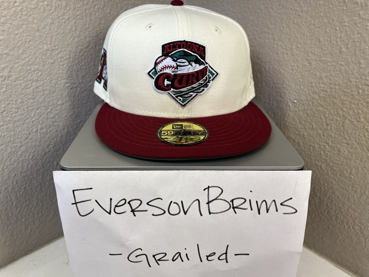 MLB × New Era Cap USA 7 1/2 Altoona Curve Chrome/Burgundy Green UV 59Fifty Size ONE SIZE - 4 Thumbnail