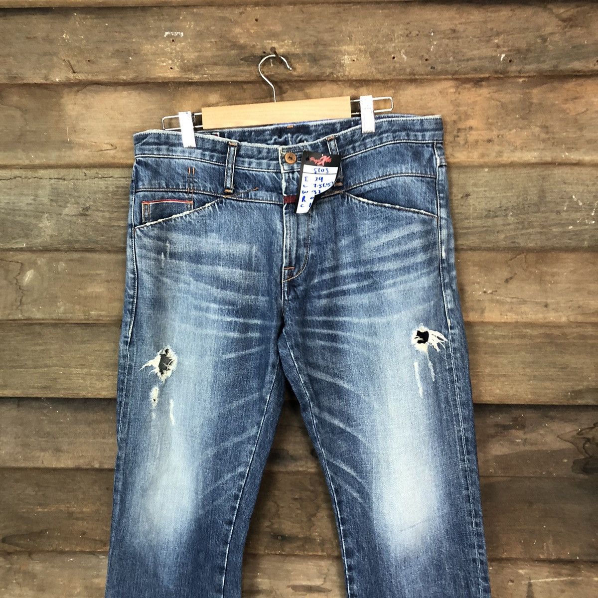 Marithe + Francois Girbaud Marithe Francois Girbaud Blue Distressed Denim Pants #5103 Size US 30 / EU 46 - 2 Thumbnail