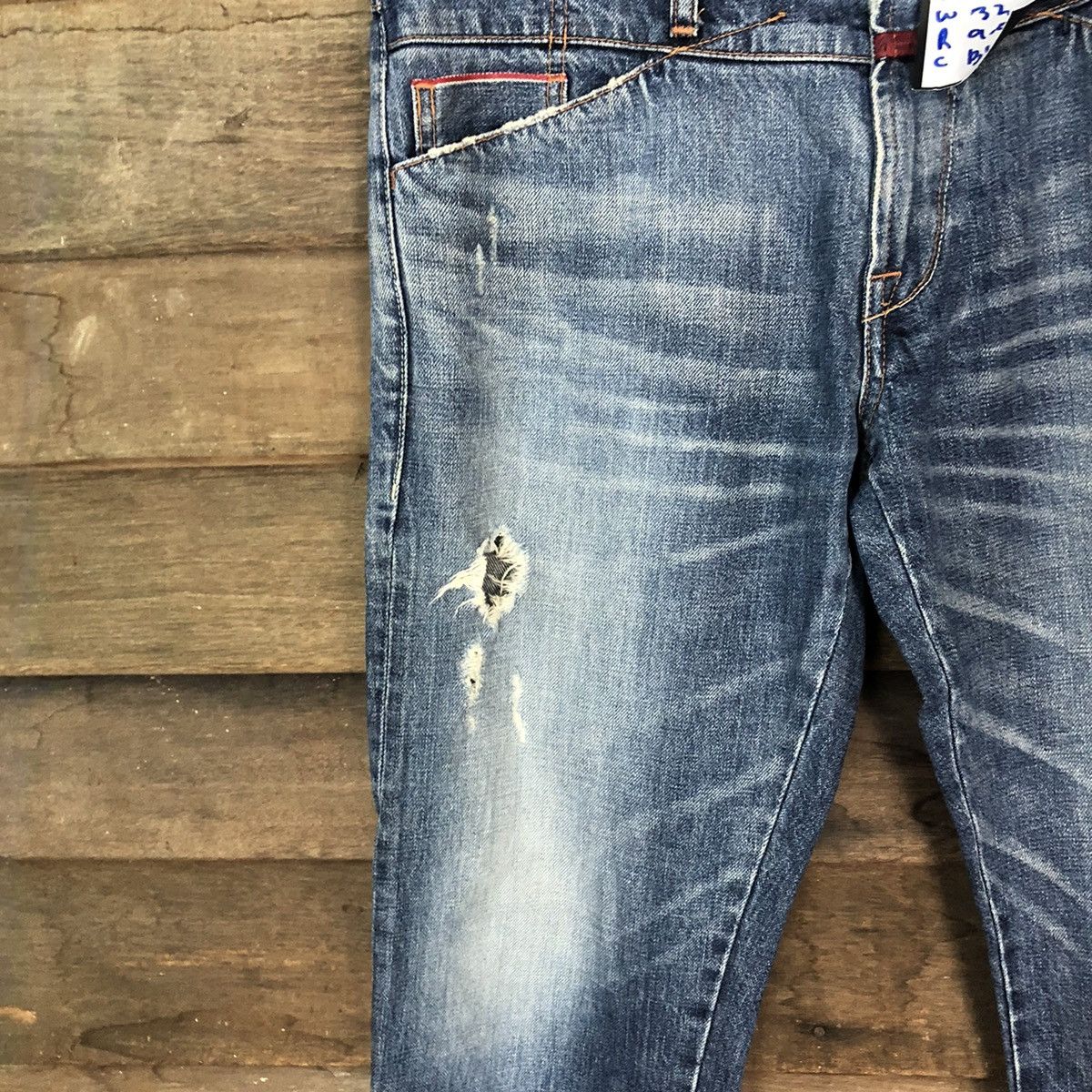 Marithe + Francois Girbaud Marithe Francois Girbaud Blue Distressed Denim Pants #5103 Size US 30 / EU 46 - 6 Thumbnail