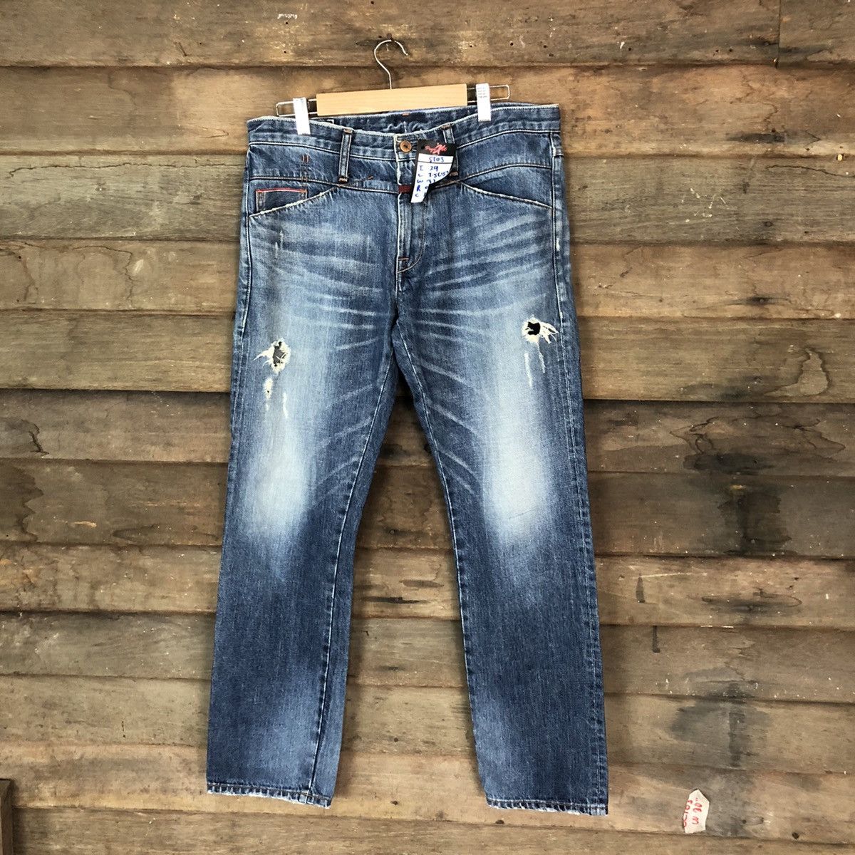 Marithe + Francois Girbaud Marithe Francois Girbaud Blue Distressed Denim Pants #5103 Size US 30 / EU 46 - 1 Thumbnail