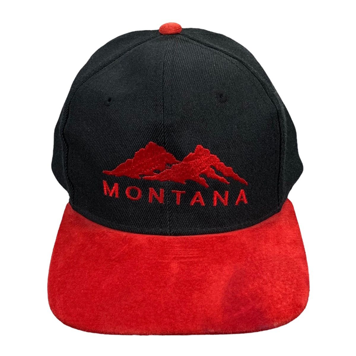 Vintage VTG Headmasters Montana Black Red Wool Blend Snapback Hat Size ONE SIZE - 1 Thumbnail