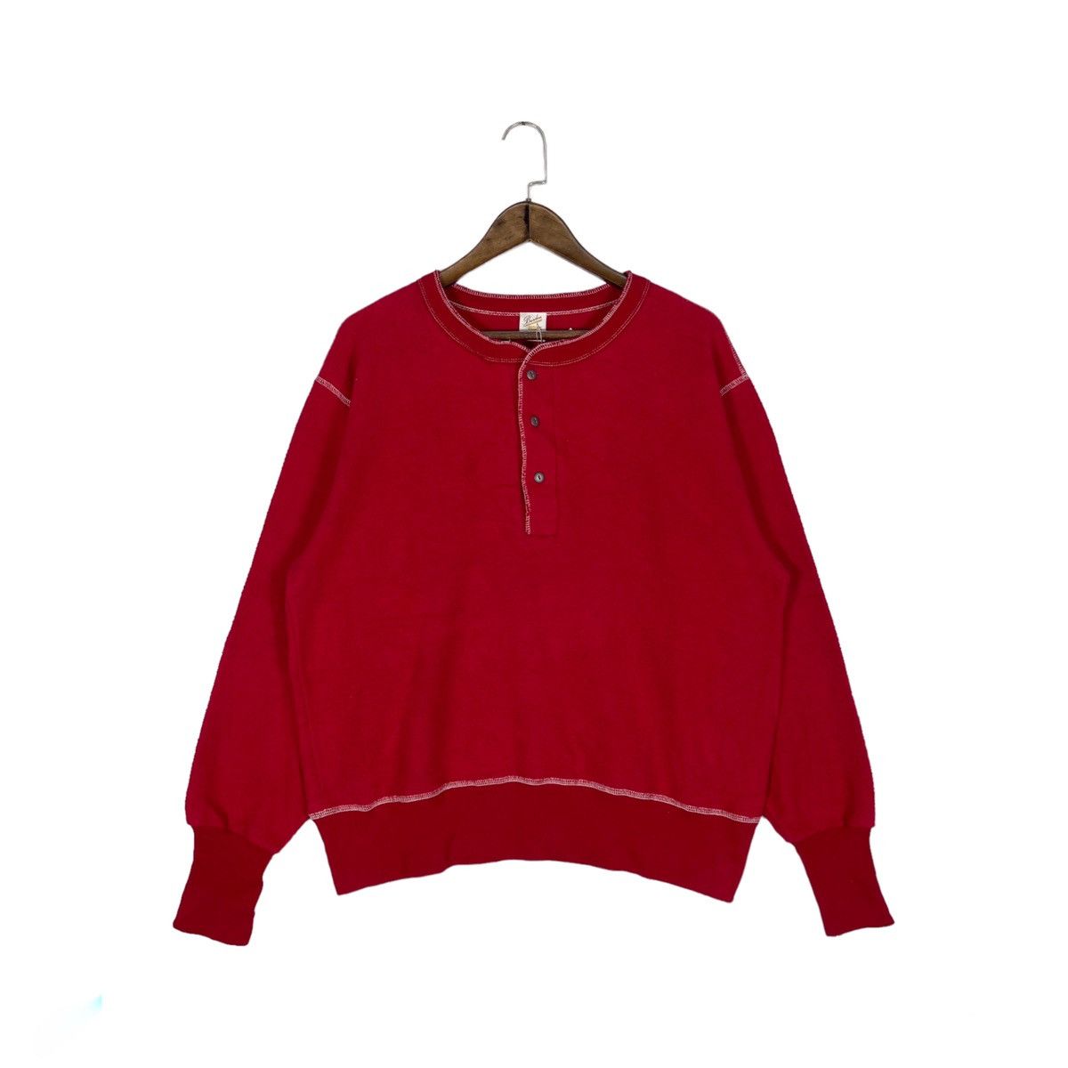 Japanese Brand Burden Union Made Henley Sweater Size US L / EU 52-54 / 3 - 1 Thumbnail