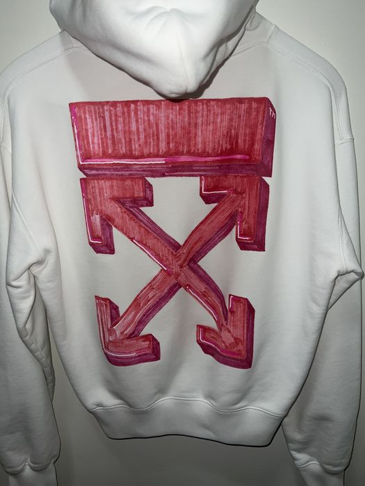 Off White White Pink Marker Arrows Hoodie Grailed