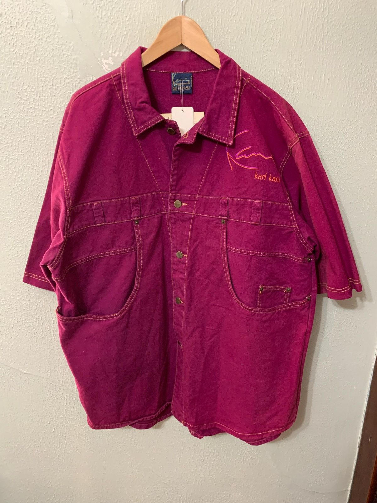 Ensemble Chemise Et Pantalon Baggy Vintage Karl Kani Années 90 - Denim Violet - Taille 32 L