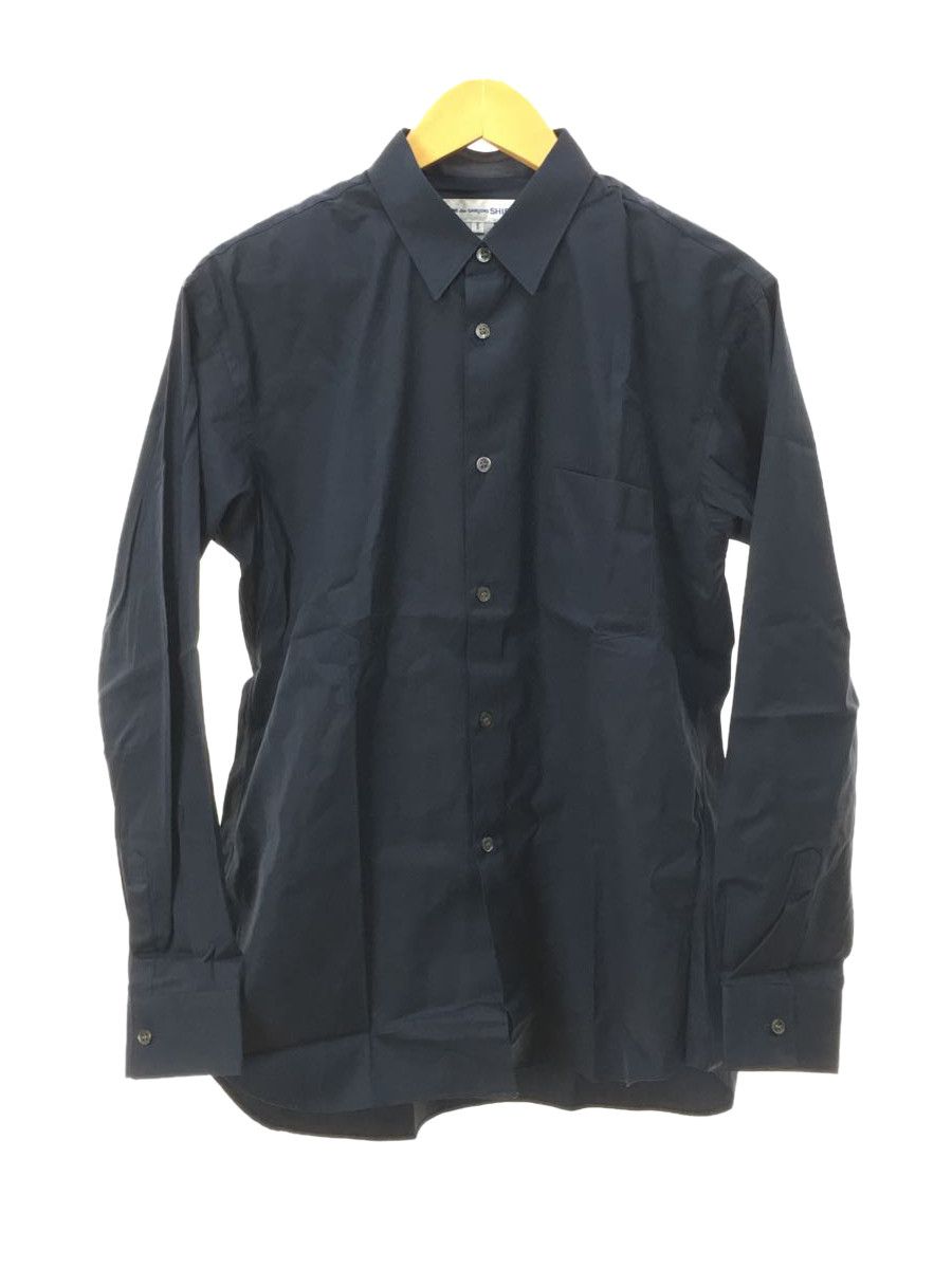 Shirt Navy Plain Button Down Cotton