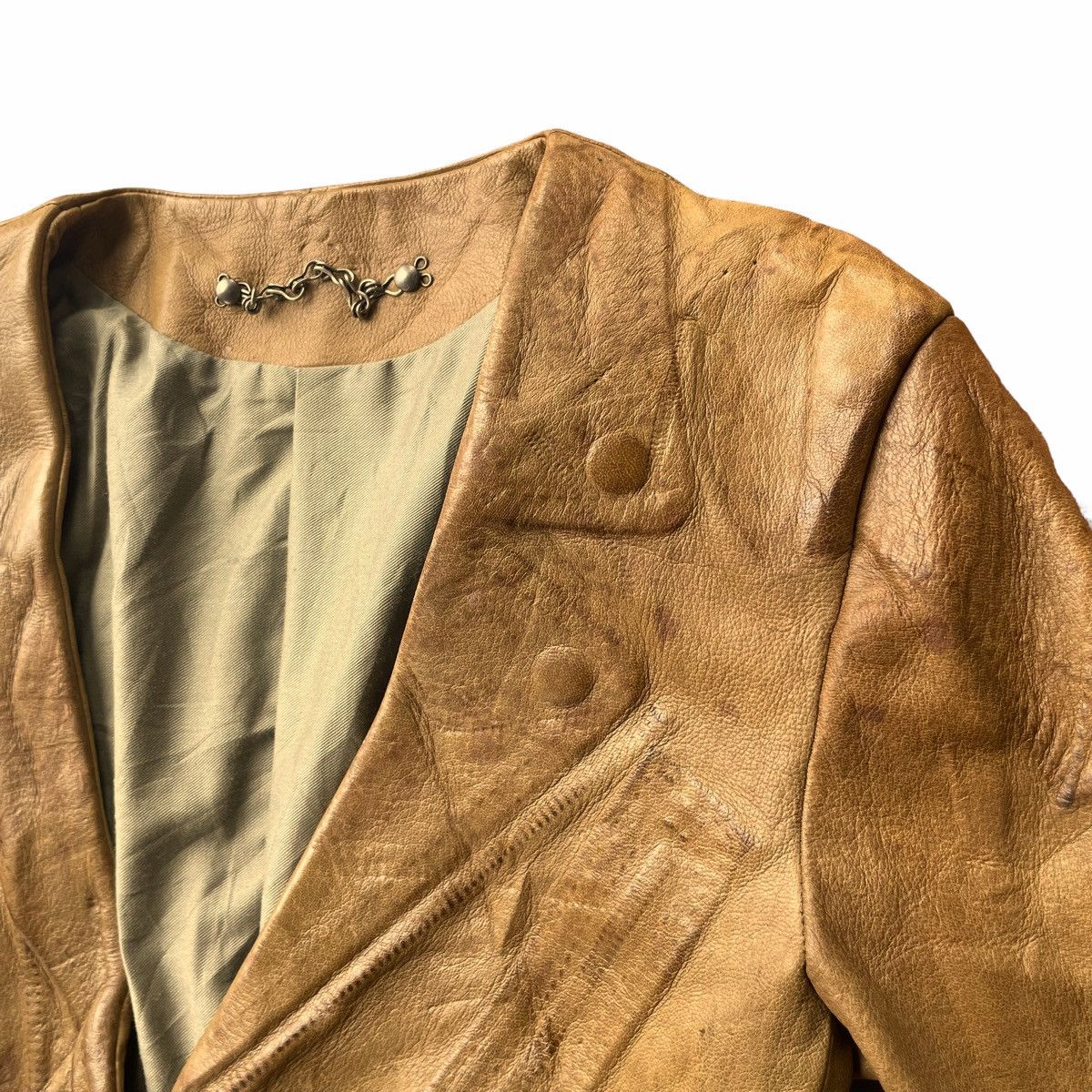 Japanese Brand × Maison MIHARA YASUHIRO 💥 MIHARAYASUHIRO BIKER SHEEPSKIN LEATHER JACKET Size S / US 4 / IT 40 - 6 Thumbnail
