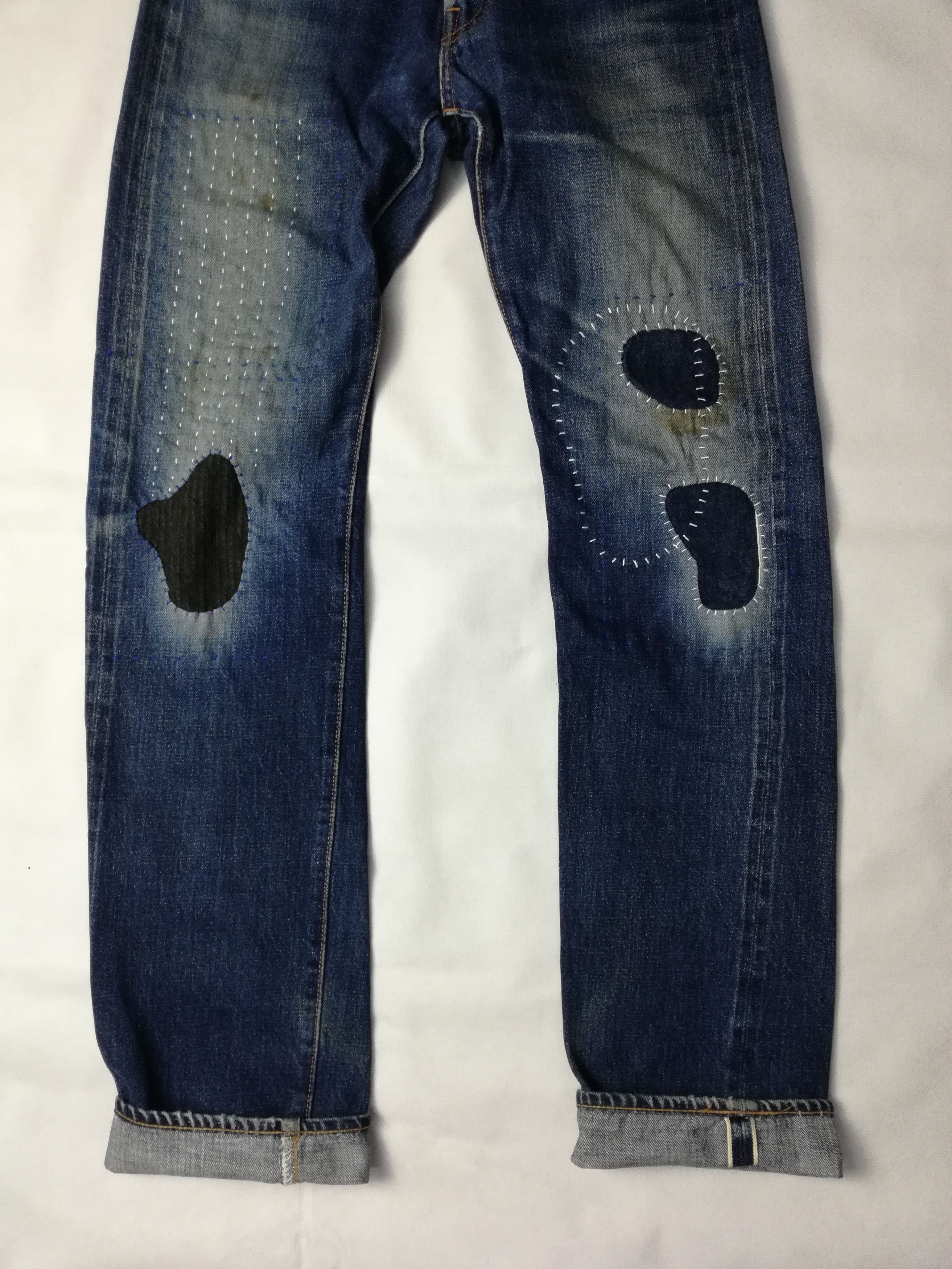 Denime Custom Denime Selvedge Jeans with Sashiko Patchwork Size US 29 - 4 Thumbnail