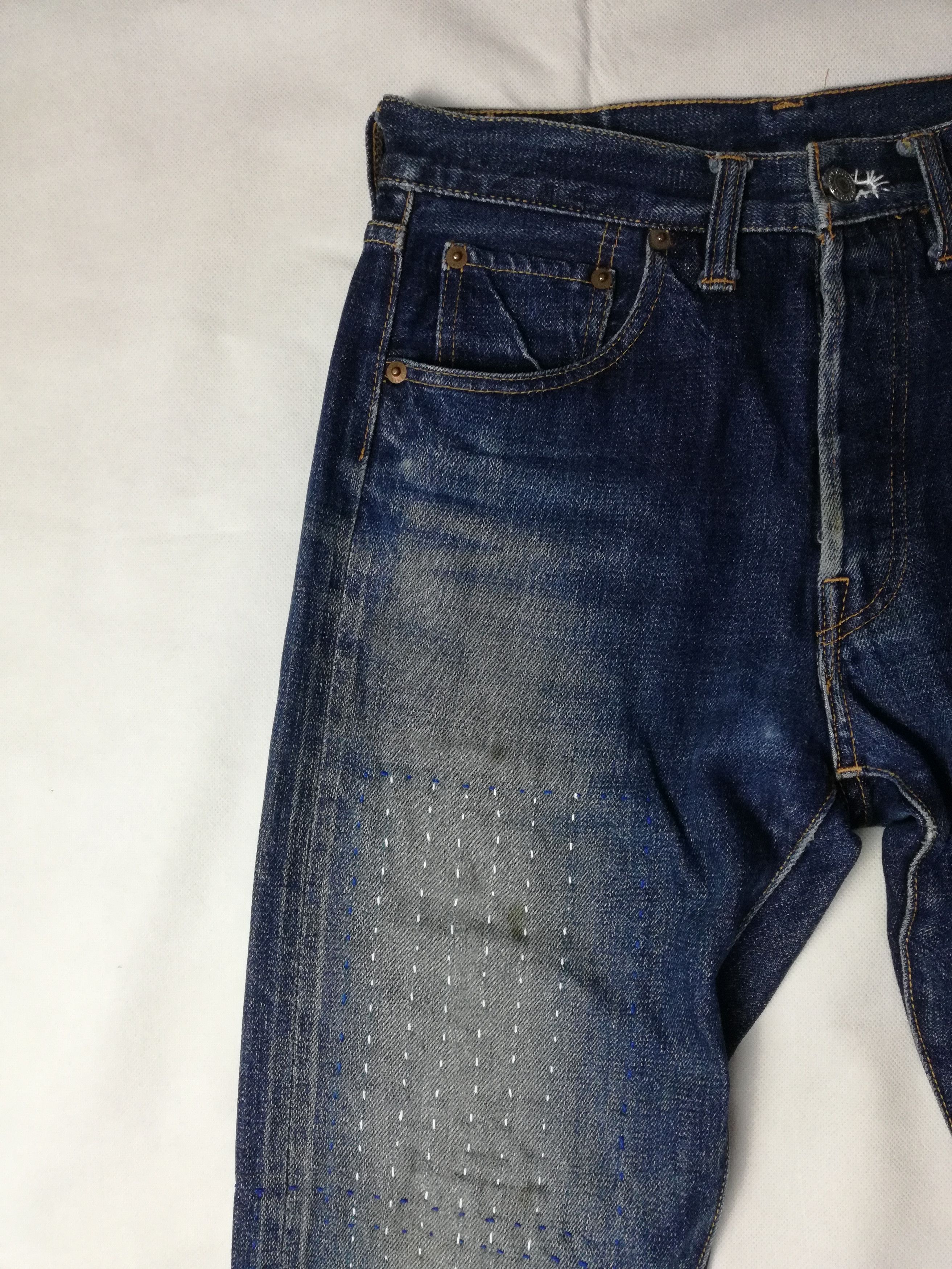 Denime Custom Denime Selvedge Jeans with Sashiko Patchwork Size US 29 - 2 Thumbnail