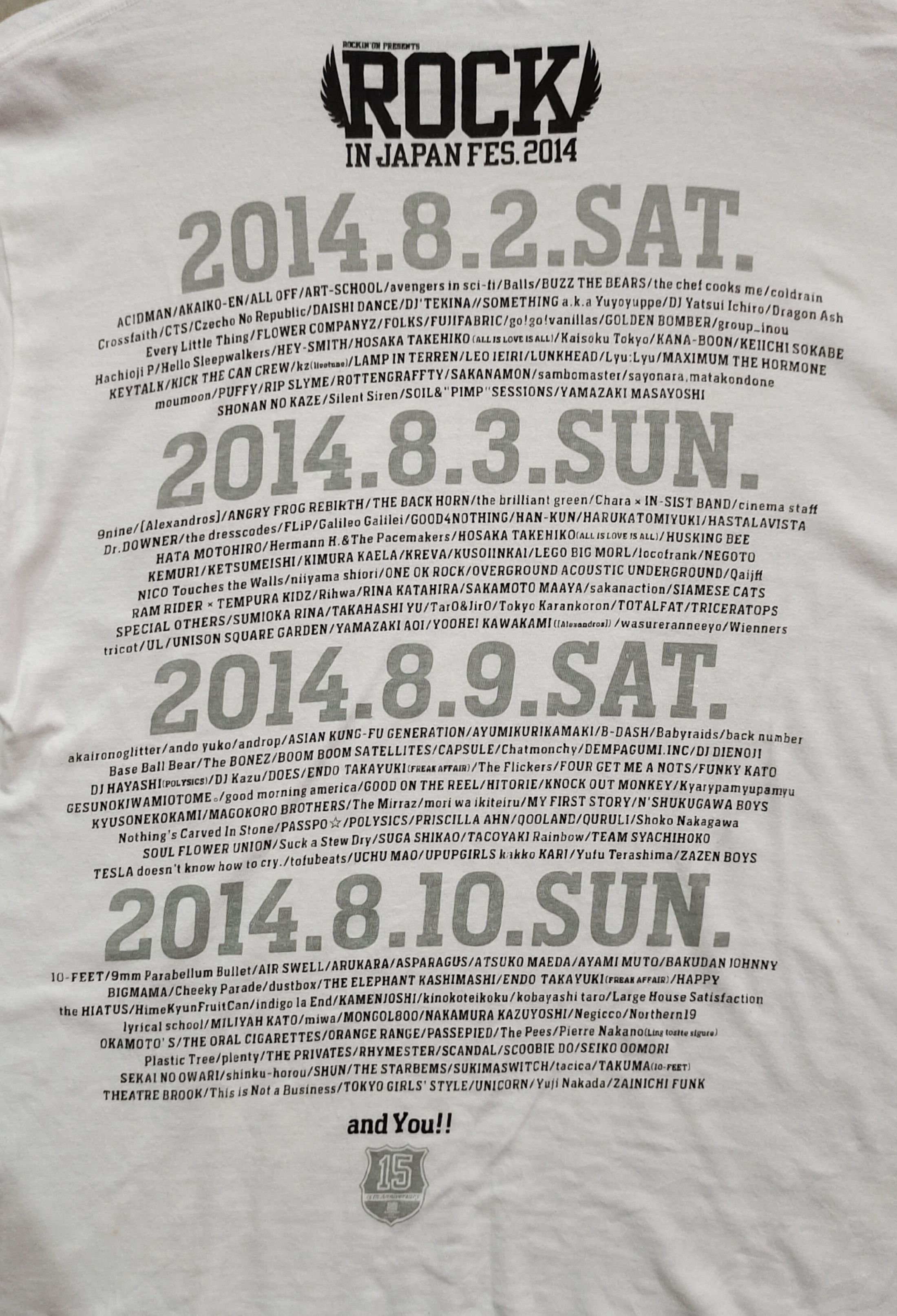 Band Tees × Japanese Brand 15th Anniversary Rock'in JAPAN fes. 2014 tshirt Size US M / EU 48-50 / 2 - 6 Thumbnail