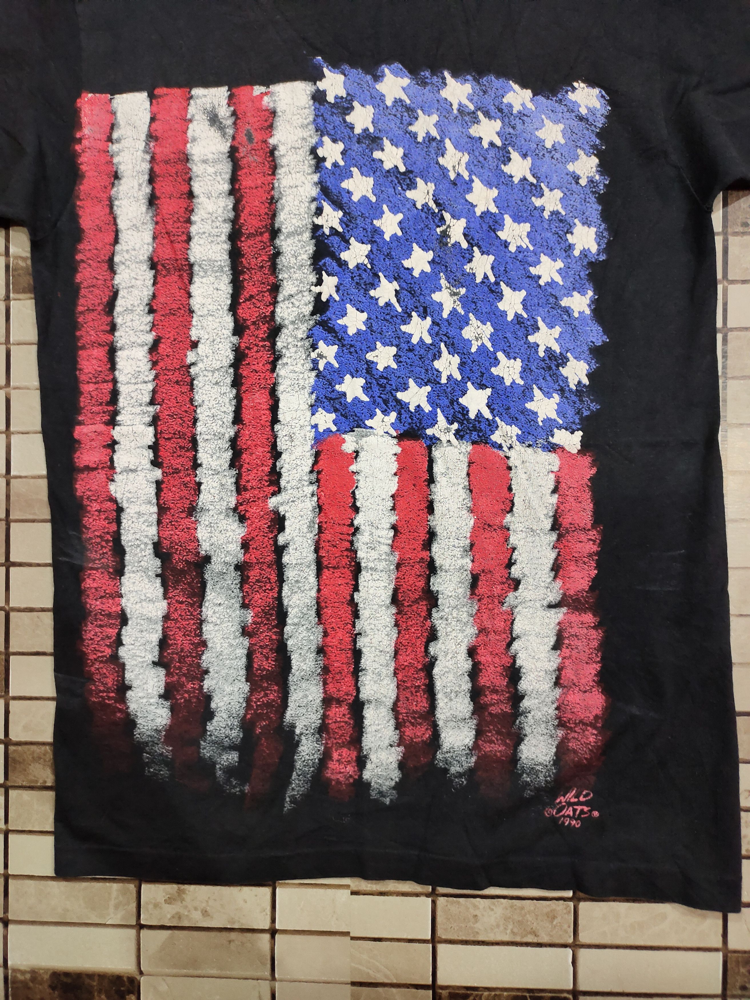 Anvil Vintage Wild Oat's American Flag full Print tshirt Size US L / EU 52-54 / 3 - 4 Thumbnail