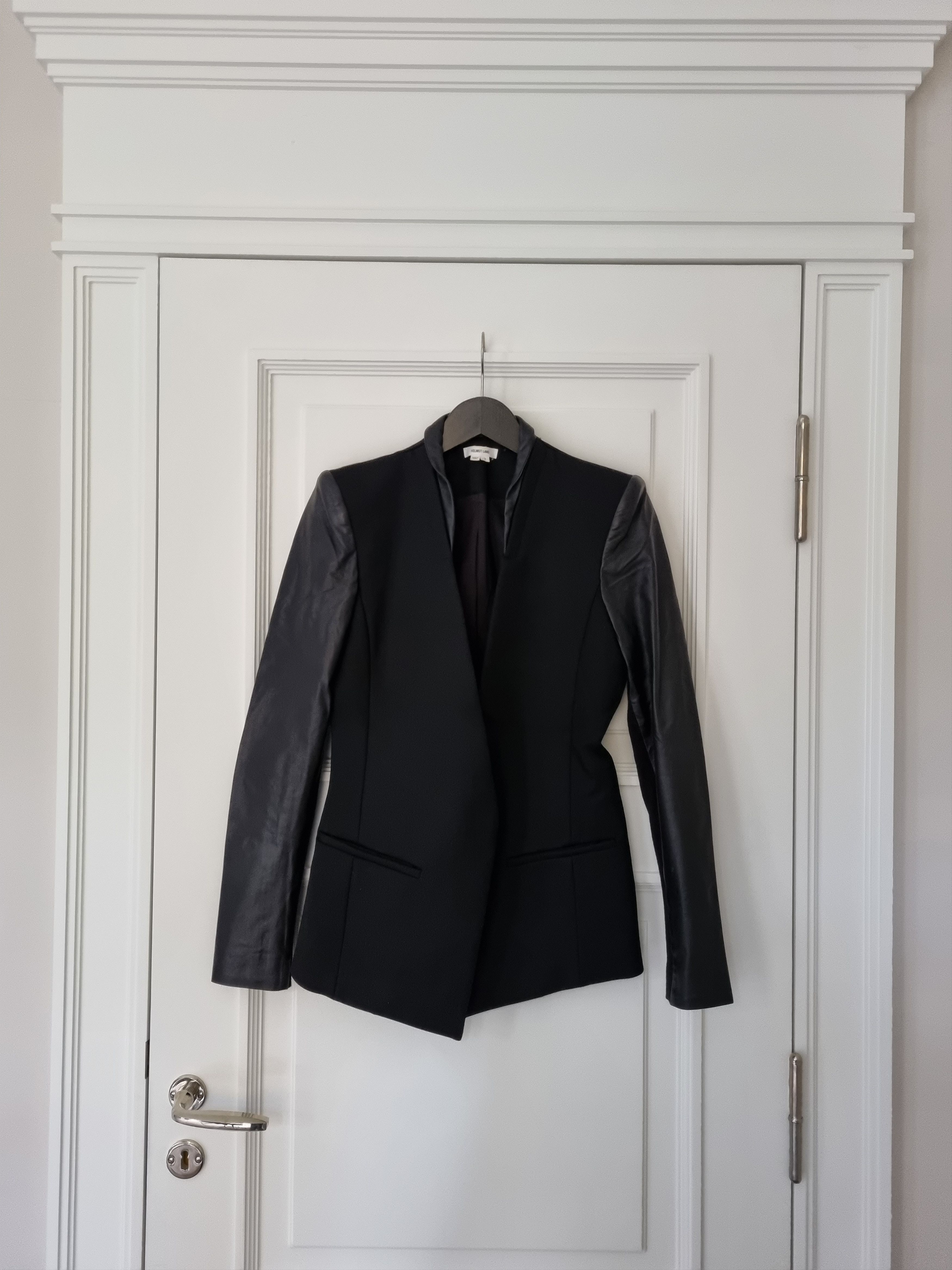 Helmut Lang Crux Leather-Sleeved Wool Blazer