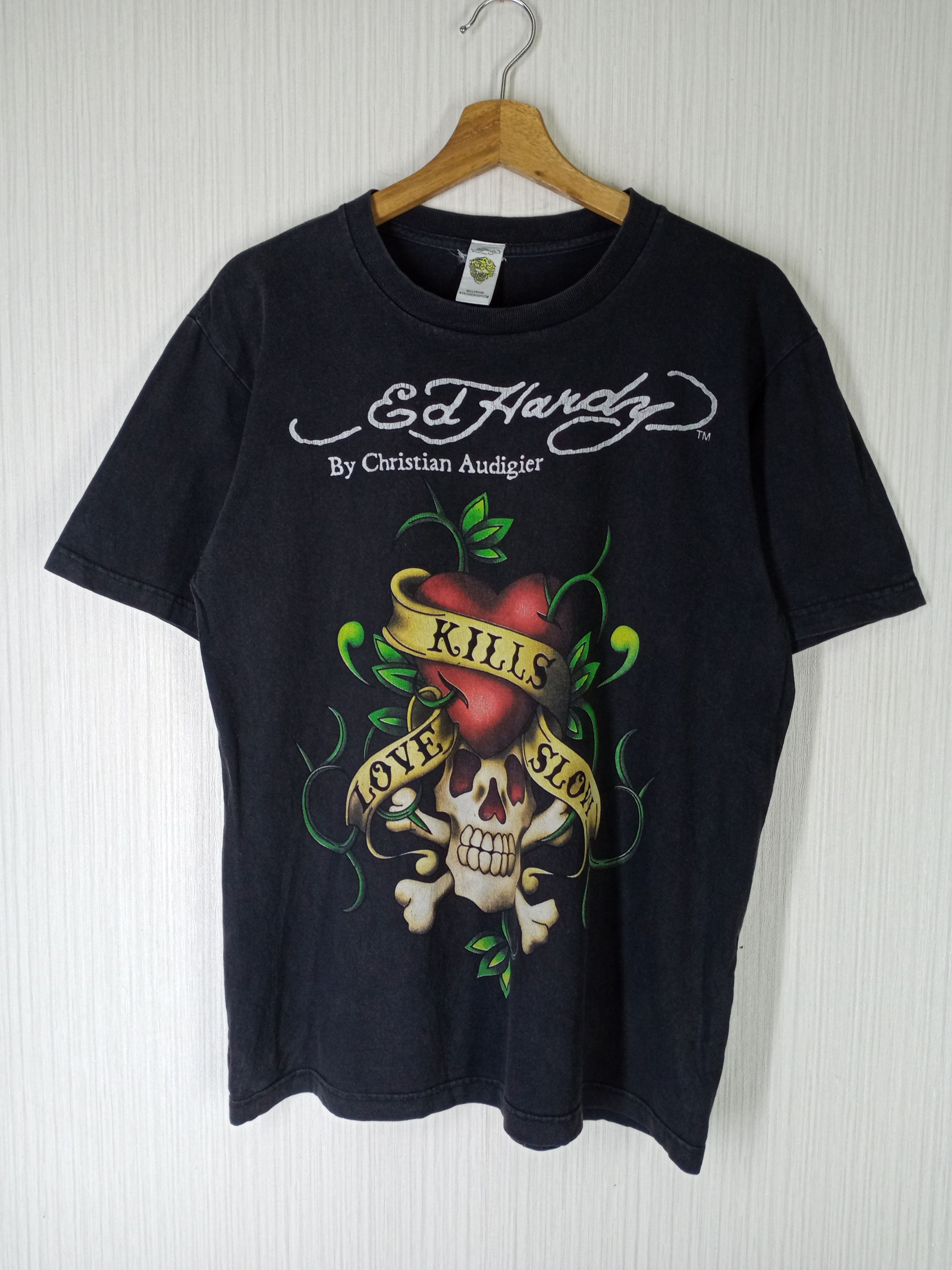Christian Audigier Rare Vintage Ed Hardy Christian Audigier Big Logo Tshirt Size US L / EU 52-54 / 3 - 1 Thumbnail