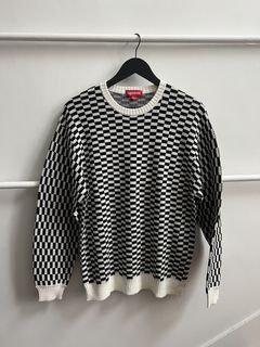 Supreme back best sale logo sweater checkerboard