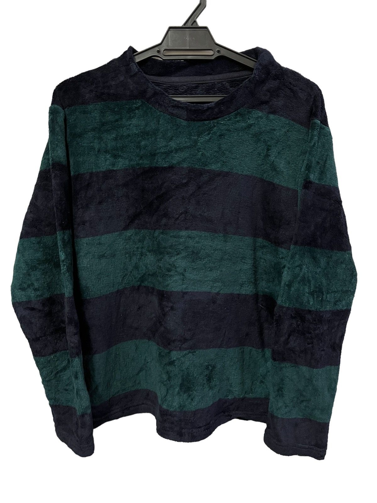 Japanese Brand GU Stripes Fleece Grunge Kurt Cobain Style