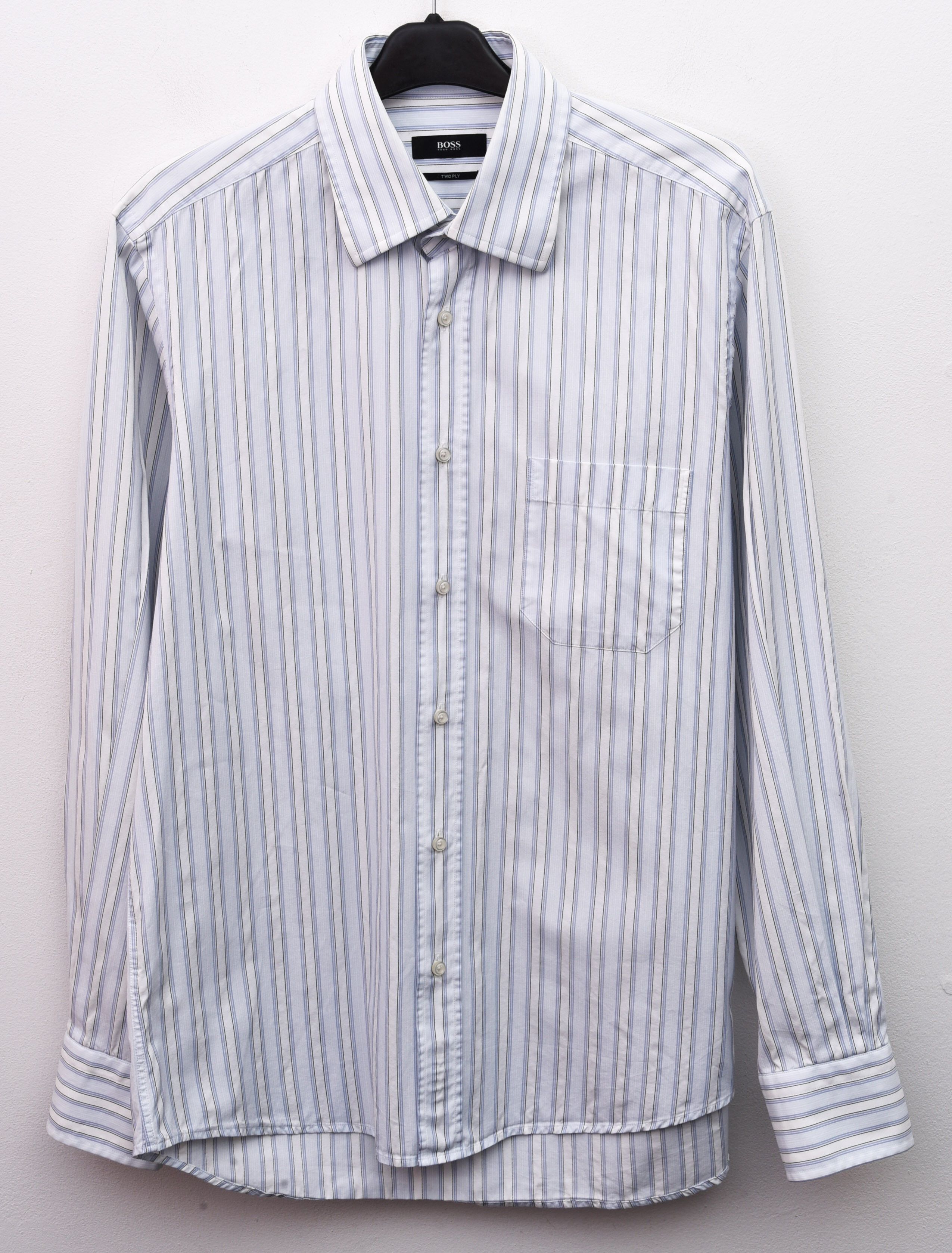 Hugo × Hugo Boss Two Ply 15 3/4'' Neck Size 40 cm Formal Shirt Pinstriped S M Size 42R - 1 Thumbnail
