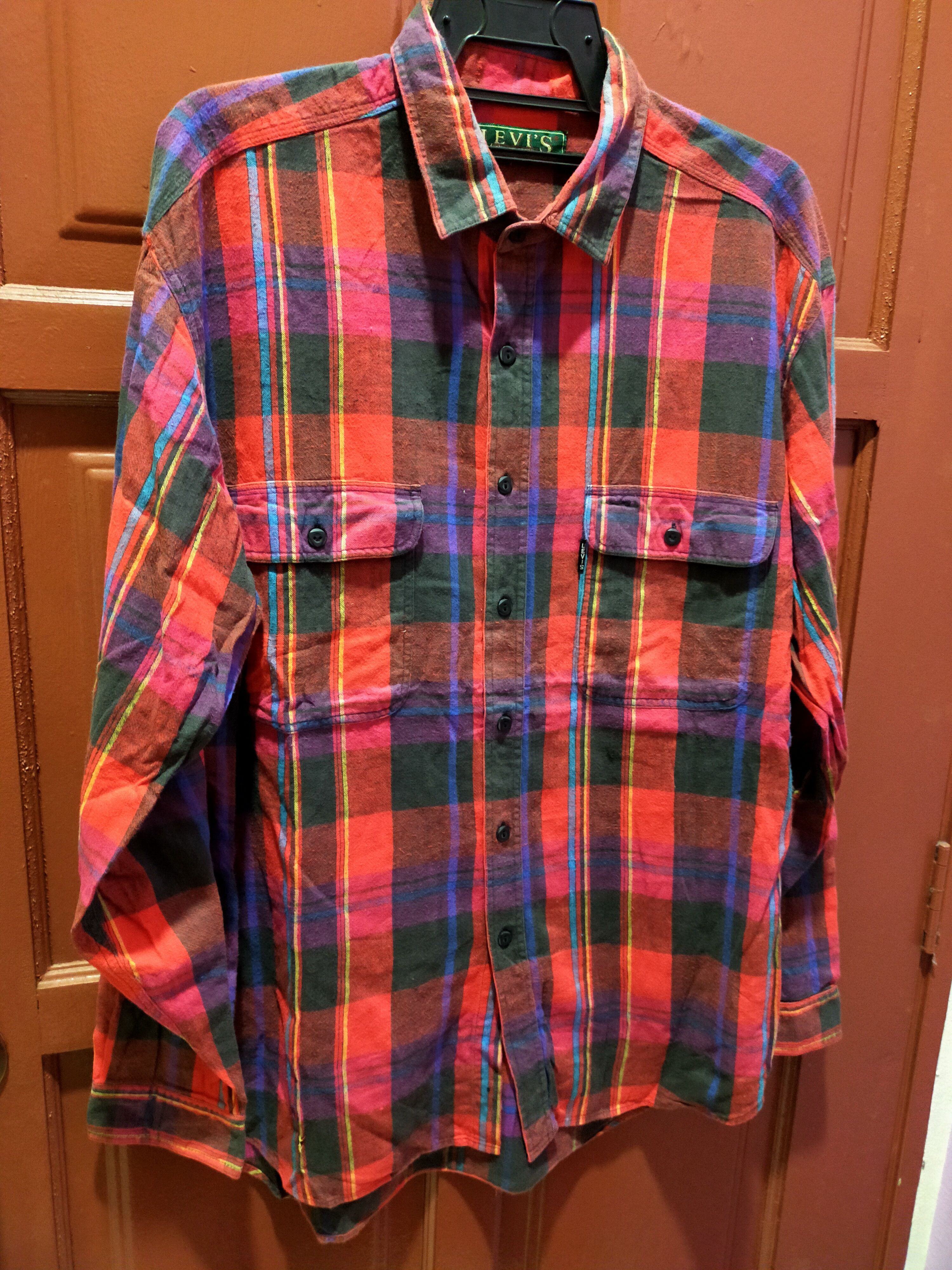 Levi's × Vintage Vintage Distressed Levi's Big E Plaid Shirt Button Up Size US XL / EU 56 / 4 - 1 Thumbnail