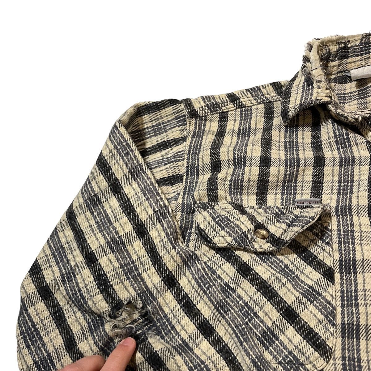Carhartt × Vintage Vintage Carhartt Light Plaid Flannel Distressed Size US M / EU 48-50 / 2 - 2 Thumbnail