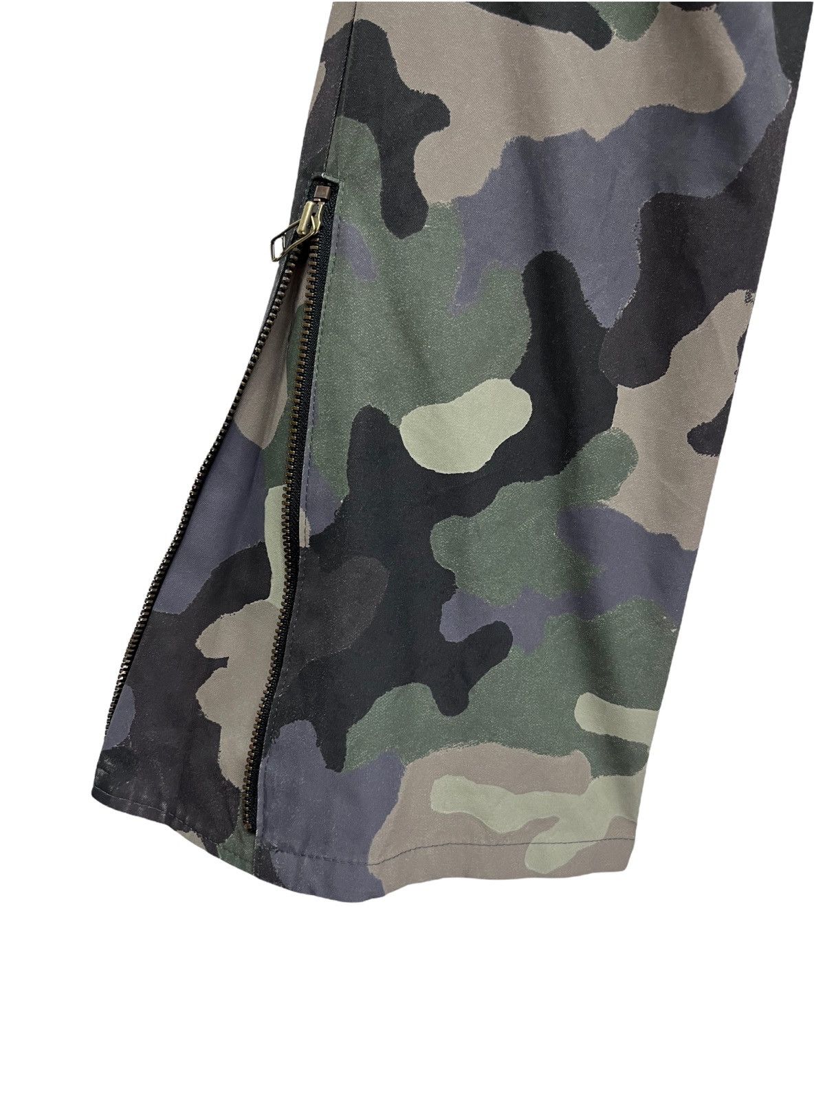 Japanese Brand 🔥Designer Unique Bondage Green Camo Cargo Zipper Leg Flare Size US 31 - 8 Thumbnail