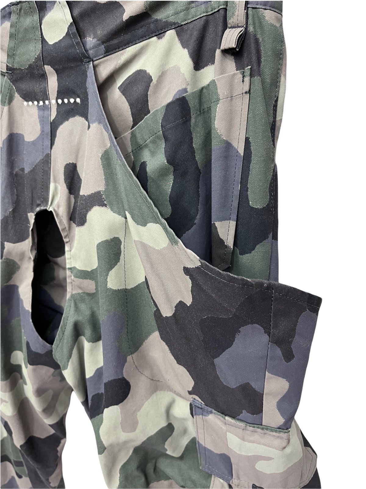 Japanese Brand 🔥Designer Unique Bondage Green Camo Cargo Zipper Leg Flare Size US 31 - 16 Thumbnail