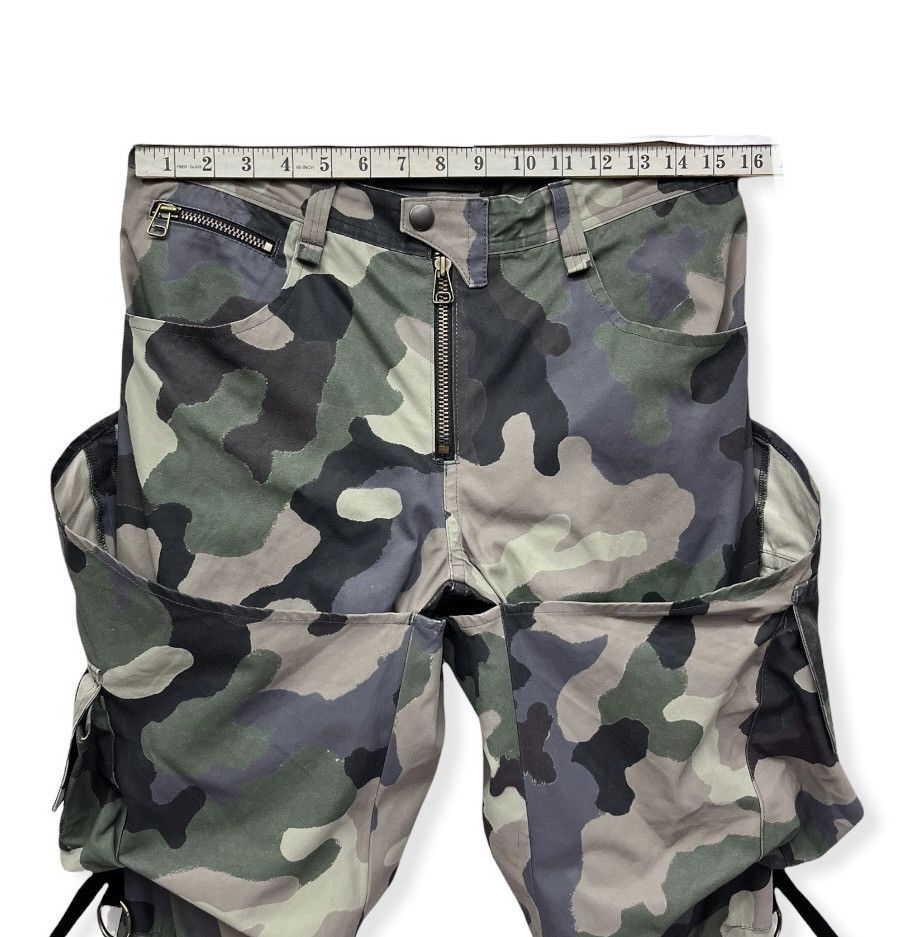 Japanese Brand 🔥Designer Unique Bondage Green Camo Cargo Zipper Leg Flare Size US 31 - 25 Thumbnail