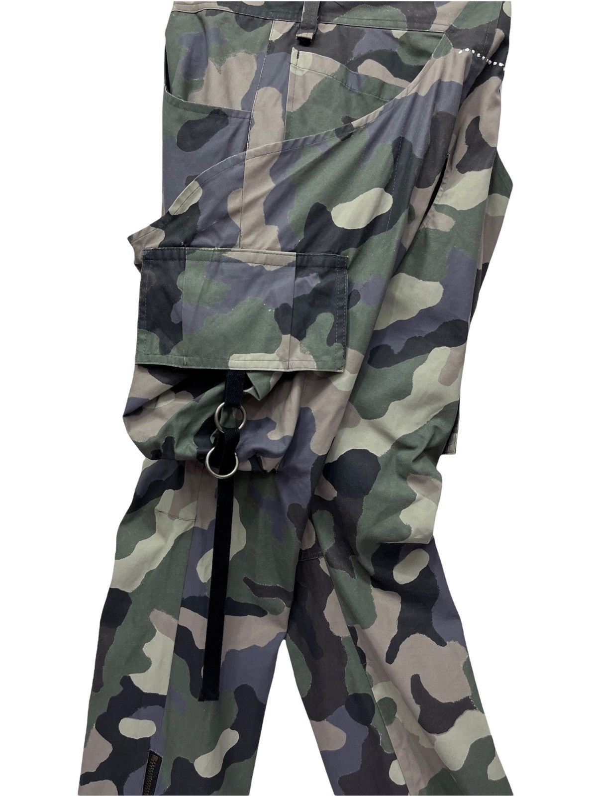 Japanese Brand 🔥Designer Unique Bondage Green Camo Cargo Zipper Leg Flare Size US 31 - 19 Thumbnail