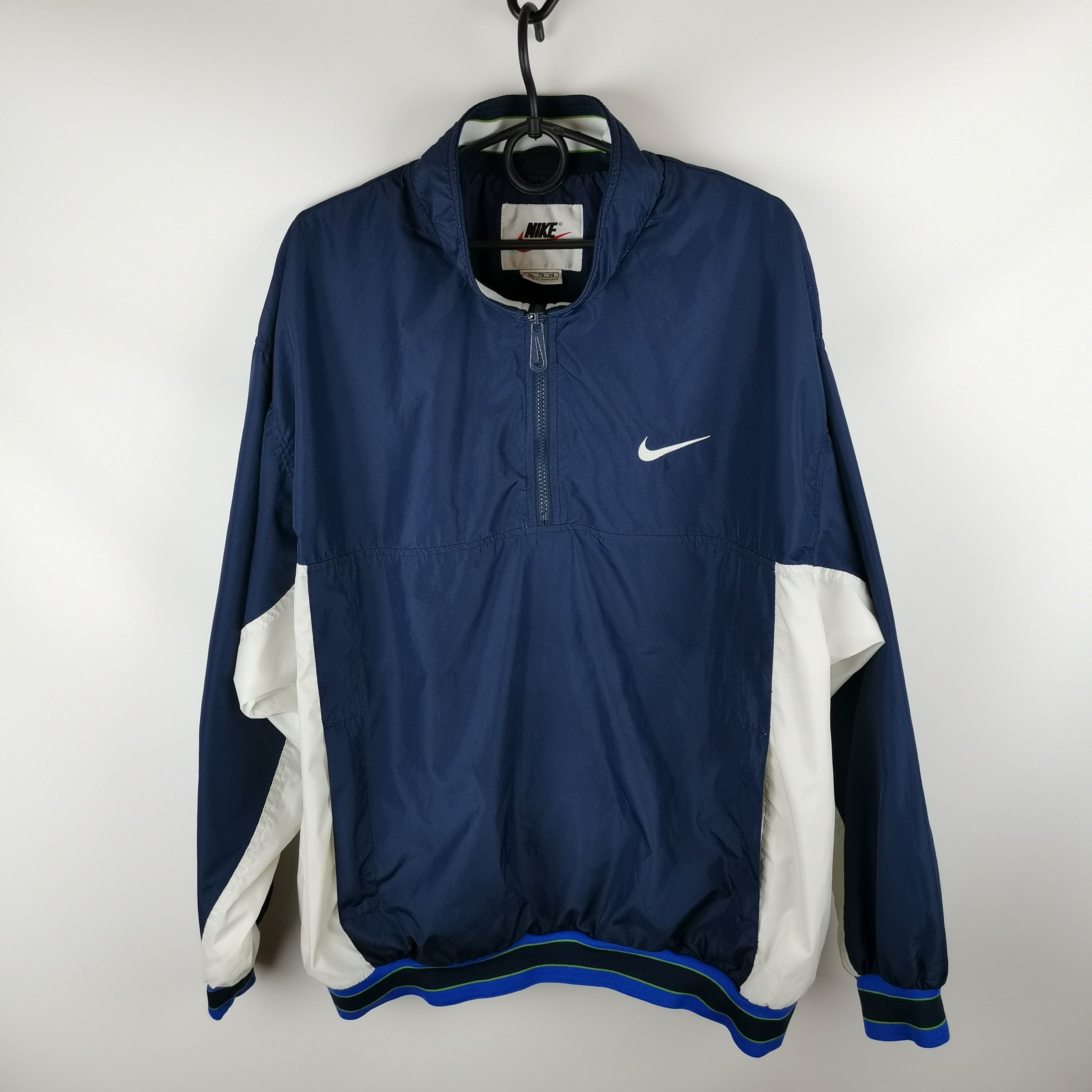 Nike Nike vintage 90s blue white anorak jacket Size US XL / EU 56 / 4 - 1 Thumbnail