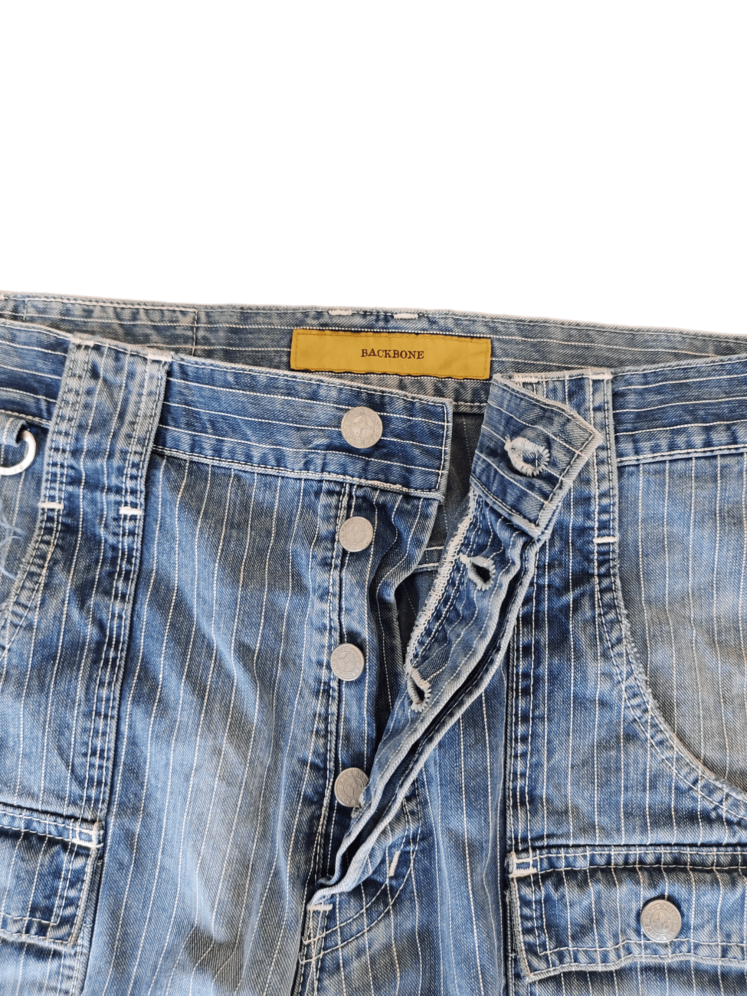 Backbone Vintage Backbone Japan Wabash Distressed Denim Pants Size US 32 / EU 48 - 10 Thumbnail