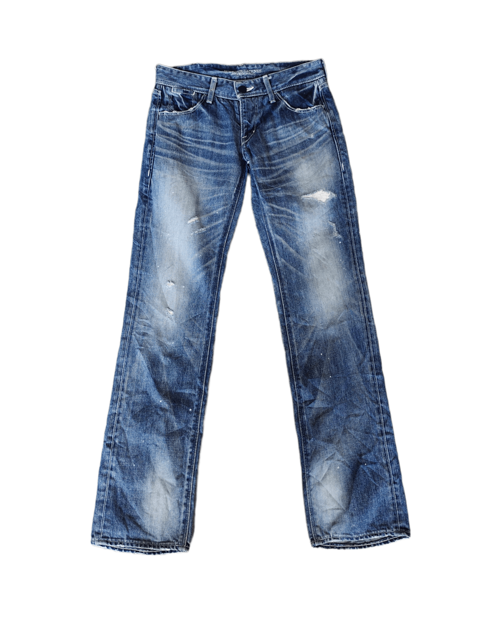 image of Beauty Beast x Hysteric Glamour Murder License Painted Denim Jeans in Blue Denim, Men's (Size 30)