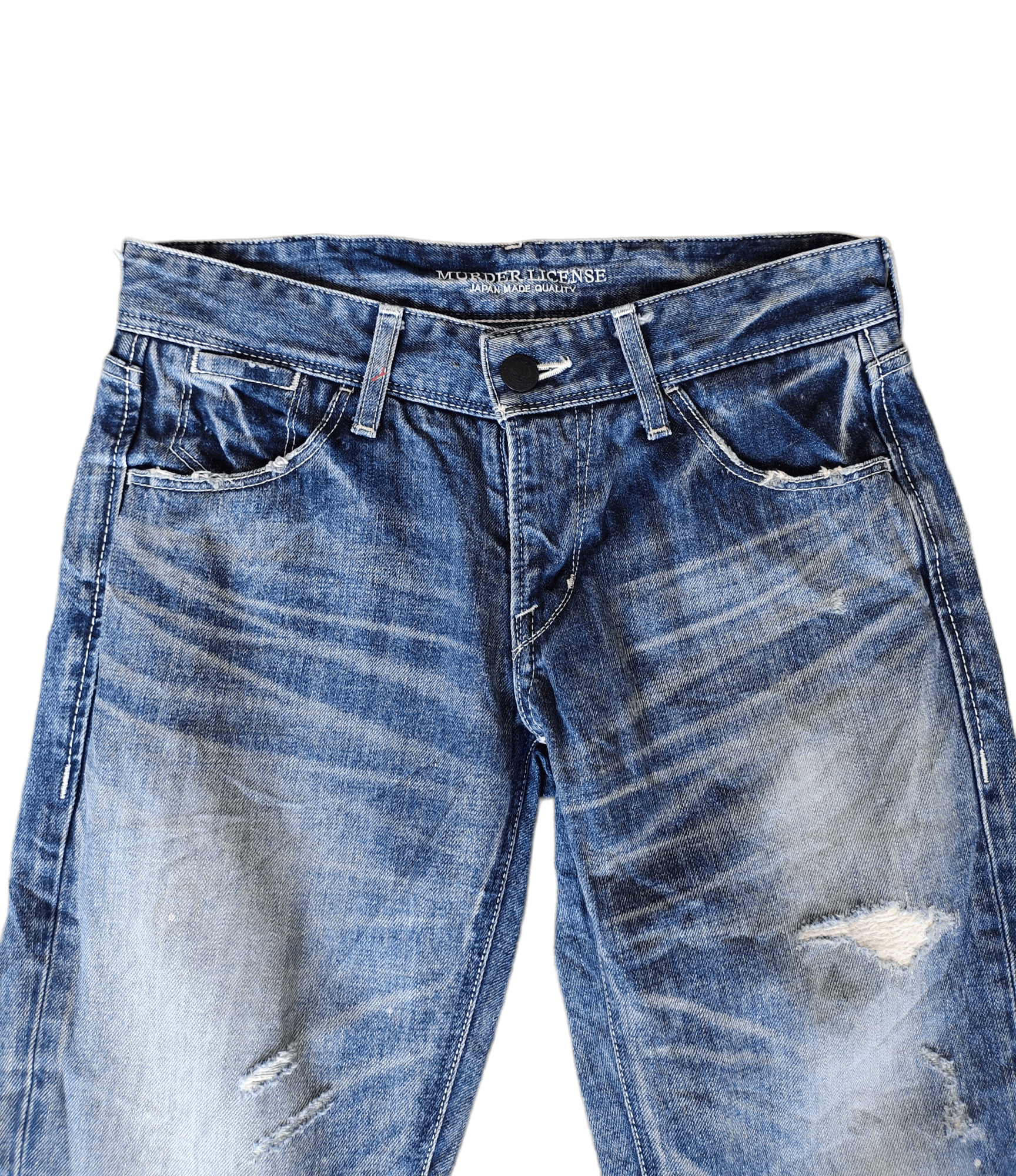 Hysteric Glamour × Undercover Japanese Brand MURDER LICENSE Painted Distress Denim Jeans Size US 30 / EU 46 - 2 Thumbnail
