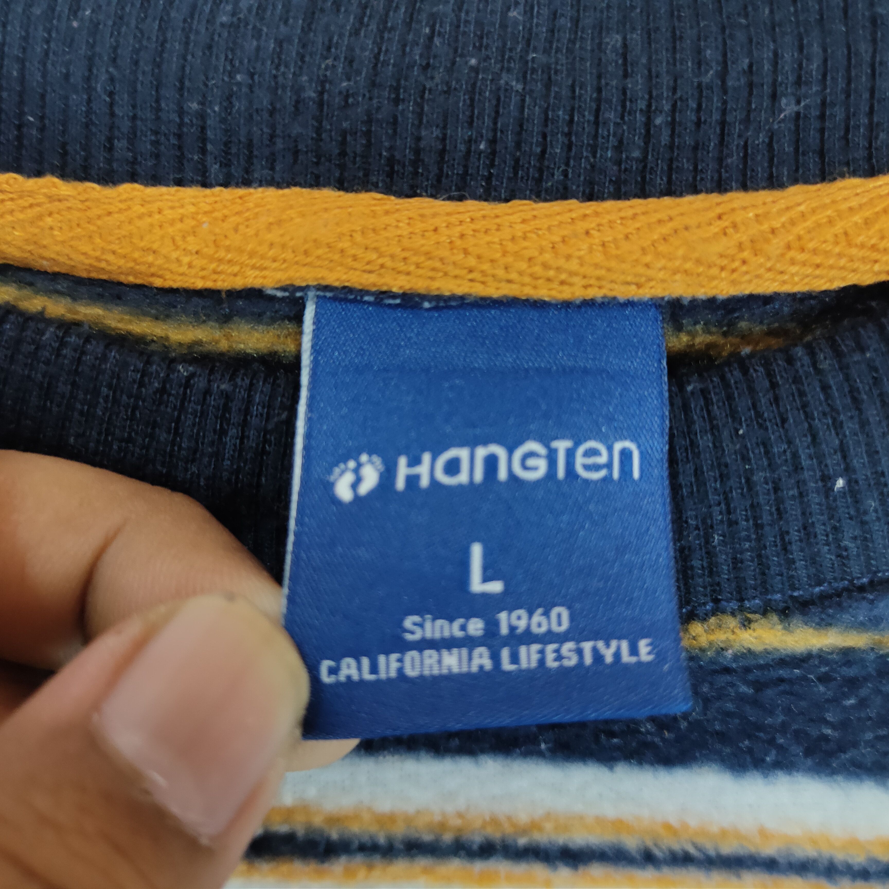 Hang Ten HANG TEN Embroidery Logo Fleece Stripe Sweatshirt Size US L / EU 52-54 / 3 - 4 Thumbnail
