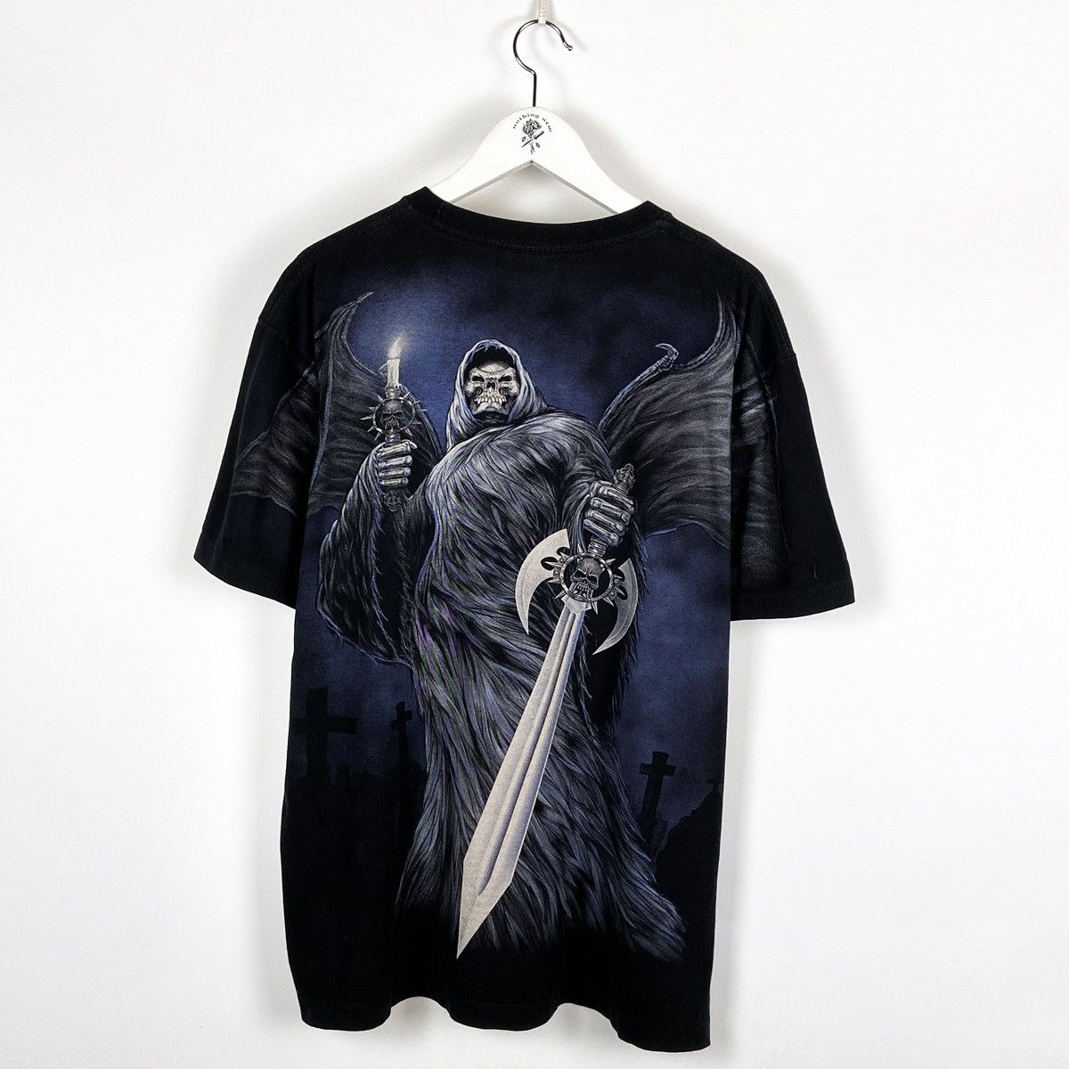 Vintage Vintage 90s Single Priest of Death Skull AllOverPrint tee Size US XL / EU 56 / 4 - 2 Thumbnail