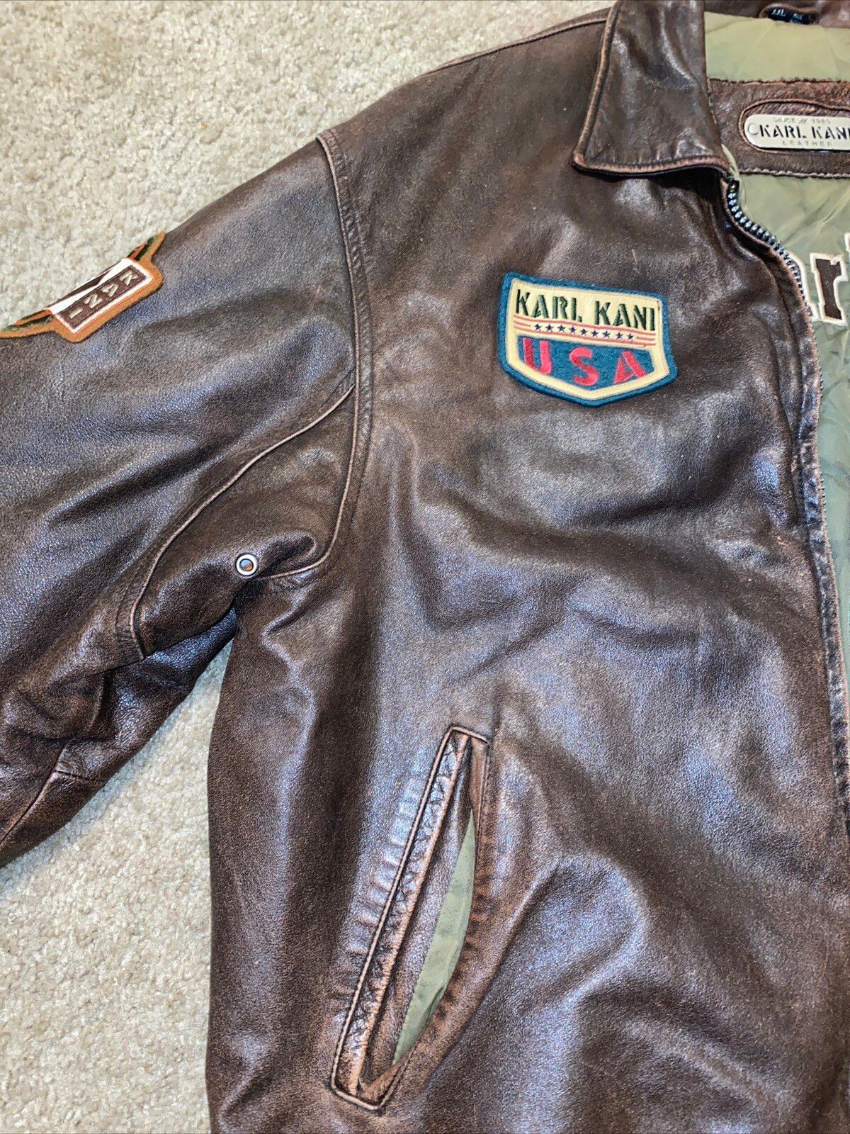 Karl Kani Karl Kani 1995 Leather Flight Bomber Jacket Size US XXL / EU 58 / 5 - 3 Thumbnail