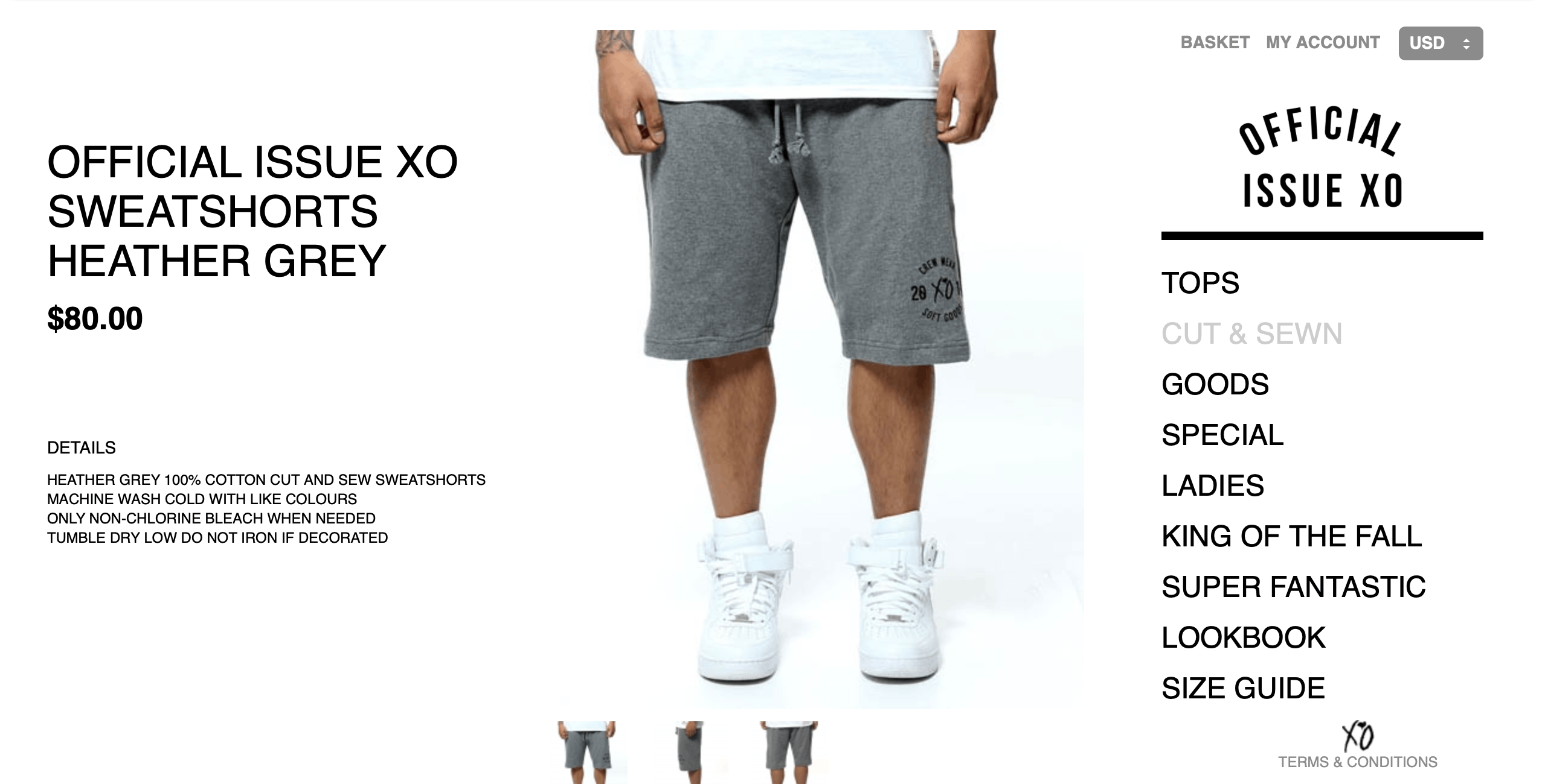 The Weeknd The Weeknd OFFICIAL ISSUE XO SWEAT SHORTS HEATHER GREY - M Size US 32 / EU 48 - 2 Thumbnail