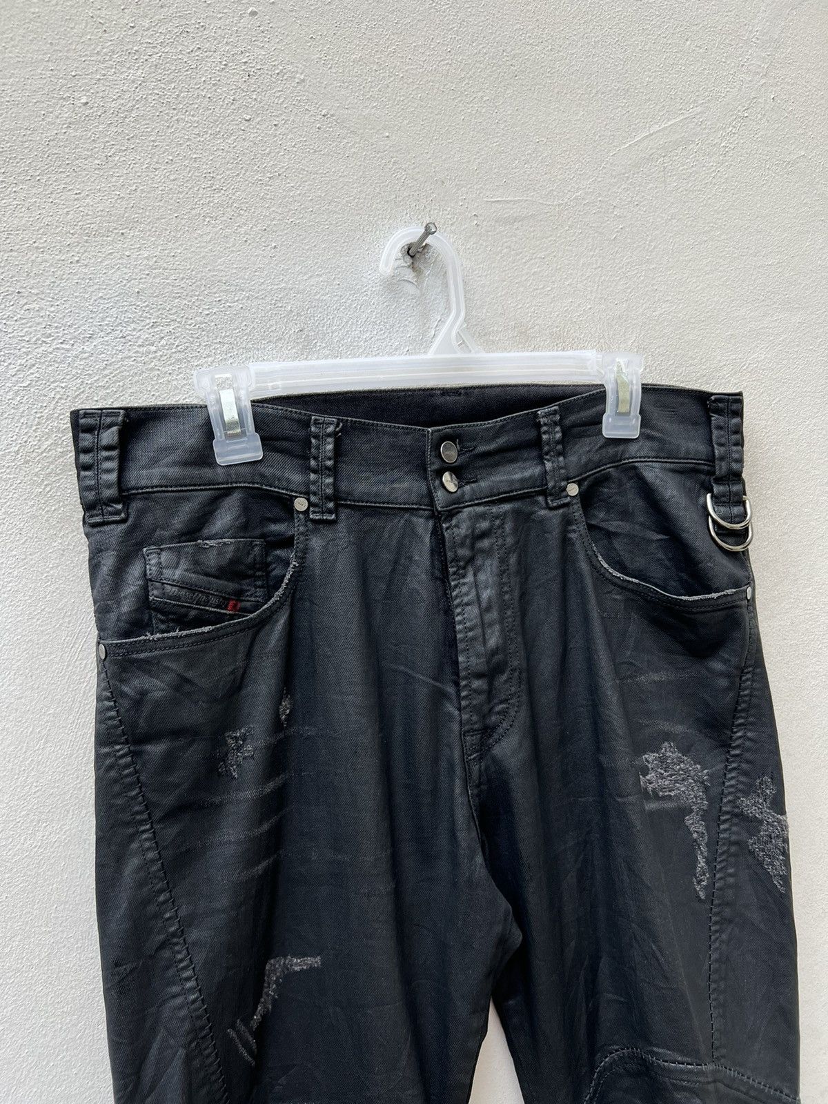 Diesel Vintage Diesel Italy Coated Wax Stretch Denim Cropped Jeans Size US 33 - 7 Thumbnail