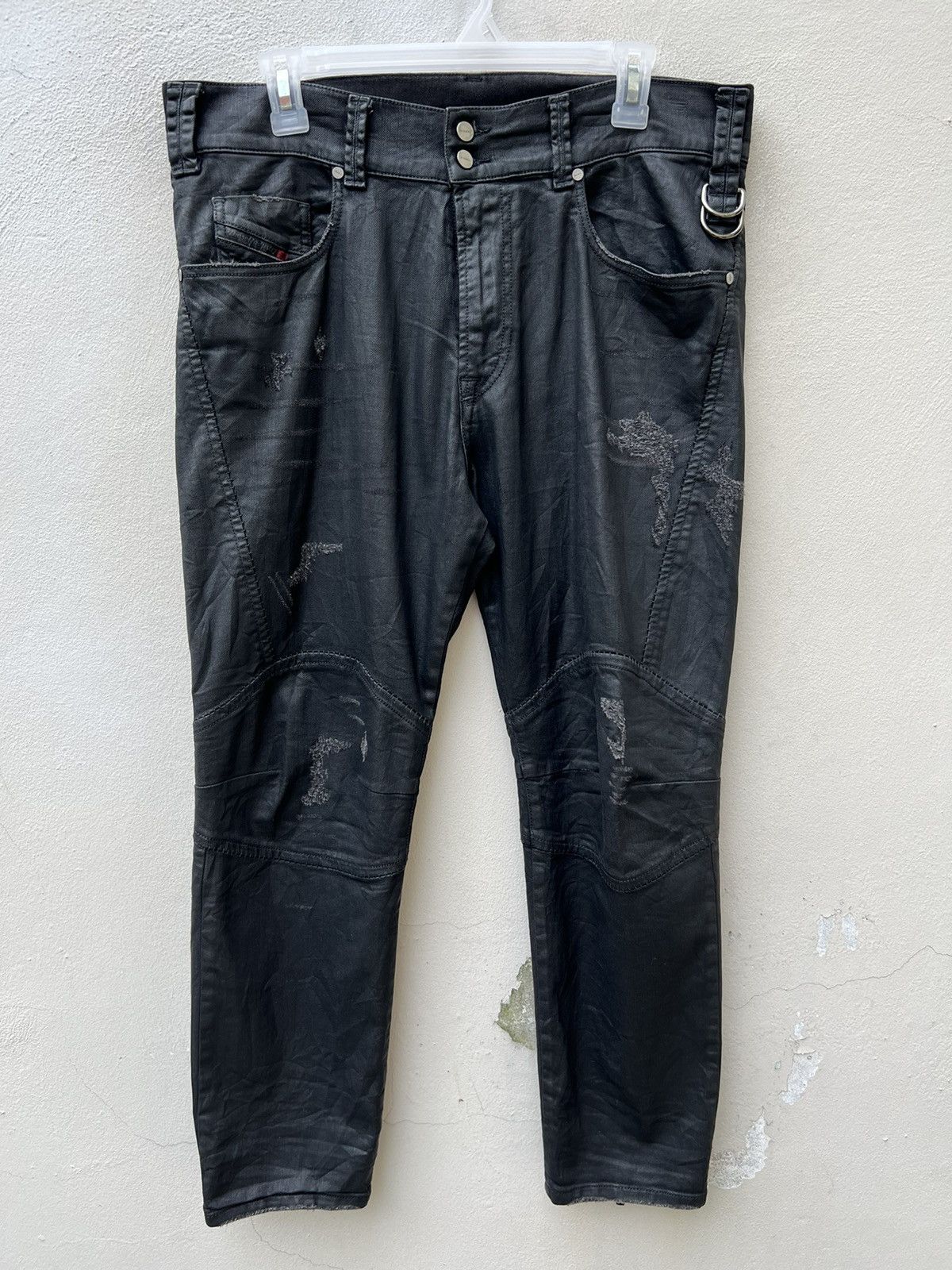 Diesel Vintage Diesel Italy Coated Wax Stretch Denim Cropped Jeans Size US 33 - 6 Thumbnail