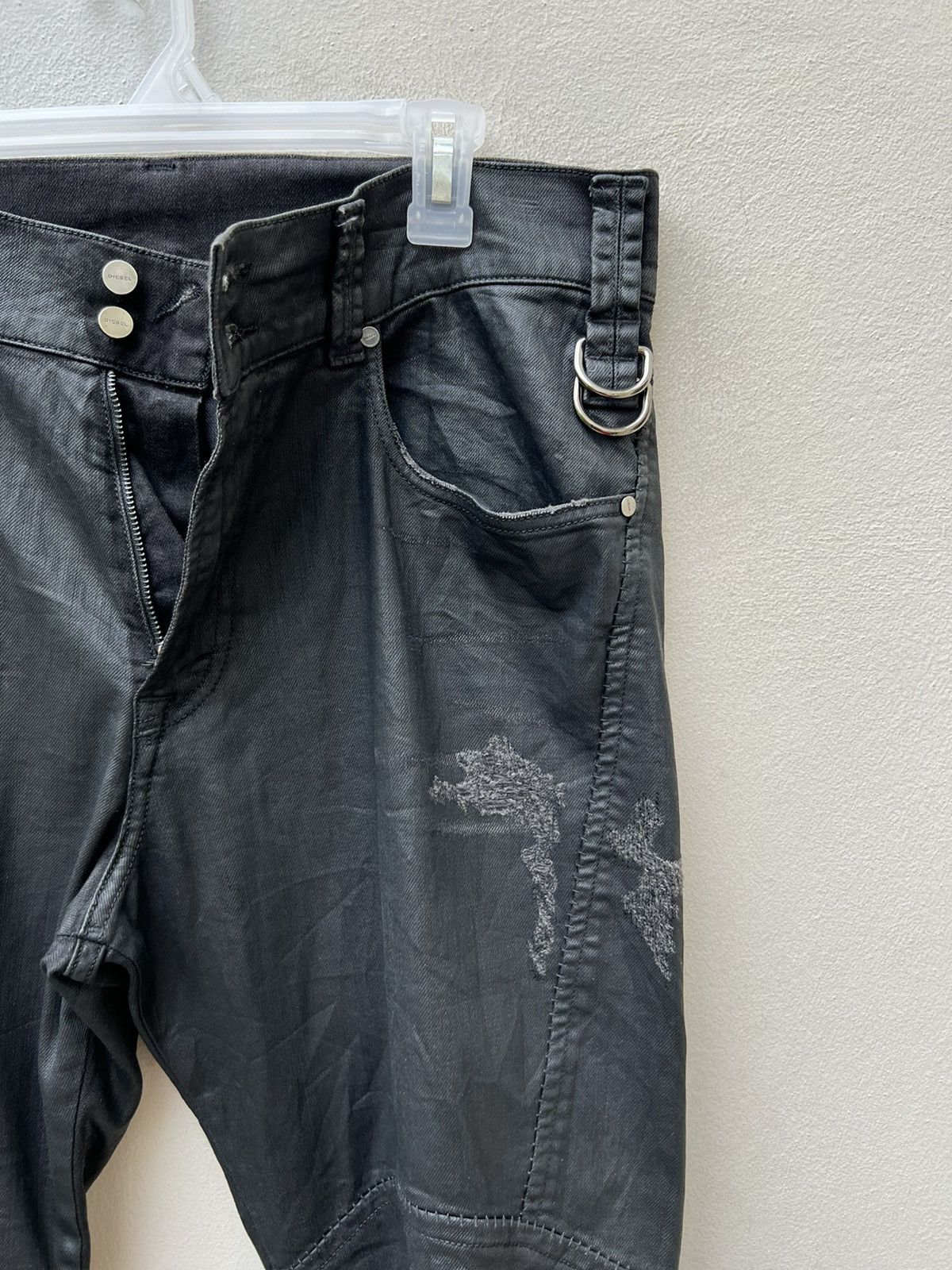 Diesel Vintage Diesel Italy Coated Wax Stretch Denim Cropped Jeans Size US 33 - 13 Thumbnail