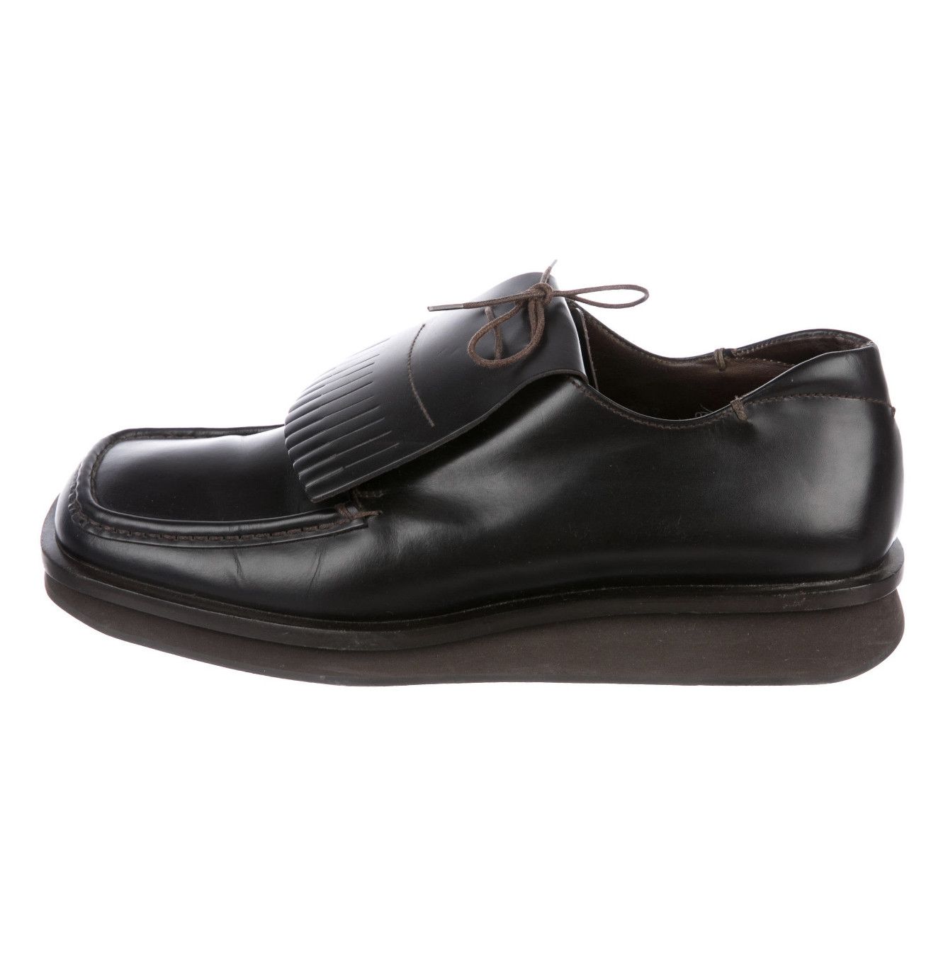 Prada Prada Leather Kiltie Oxford Shoes, Walnut Brown, Italy Size US 9.5 / EU 42-43 - 8 Thumbnail
