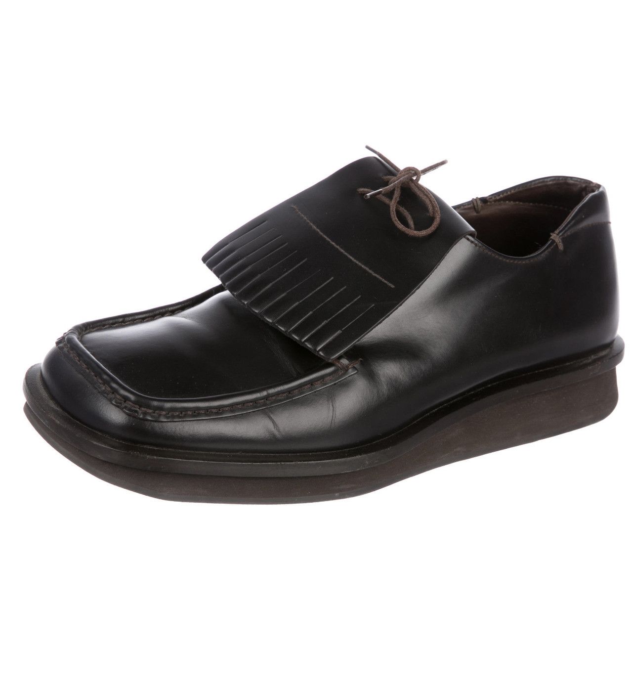 Prada Prada Leather Kiltie Oxford Shoes, Walnut Brown, Italy Size US 9.5 / EU 42-43 - 2 Thumbnail