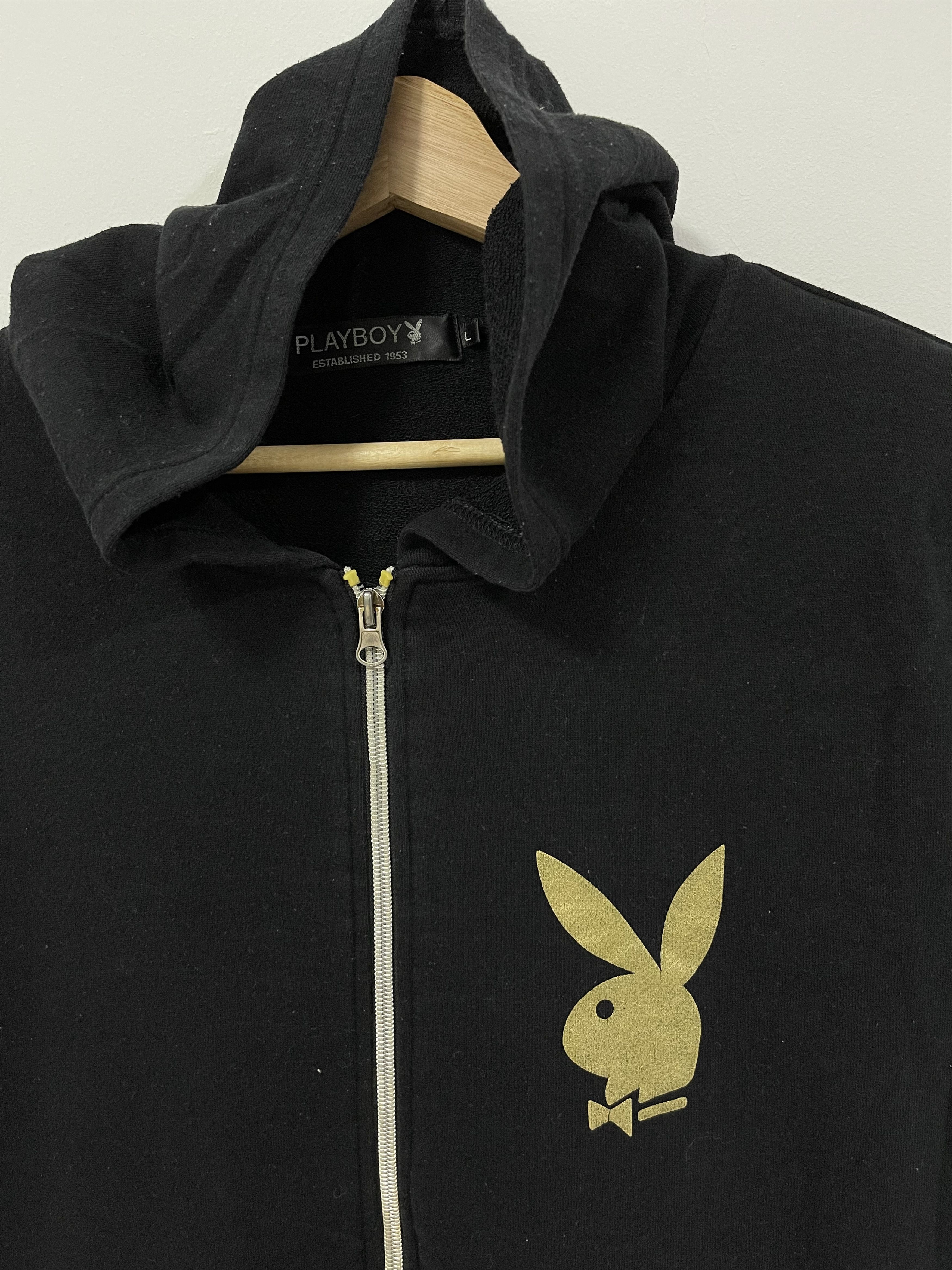 Japanese Brand × Playboy × Vintage Playboy Big Logo Zip Up Hoodie Sweatshirt Size L / US 10 / IT 46 - 4 Thumbnail