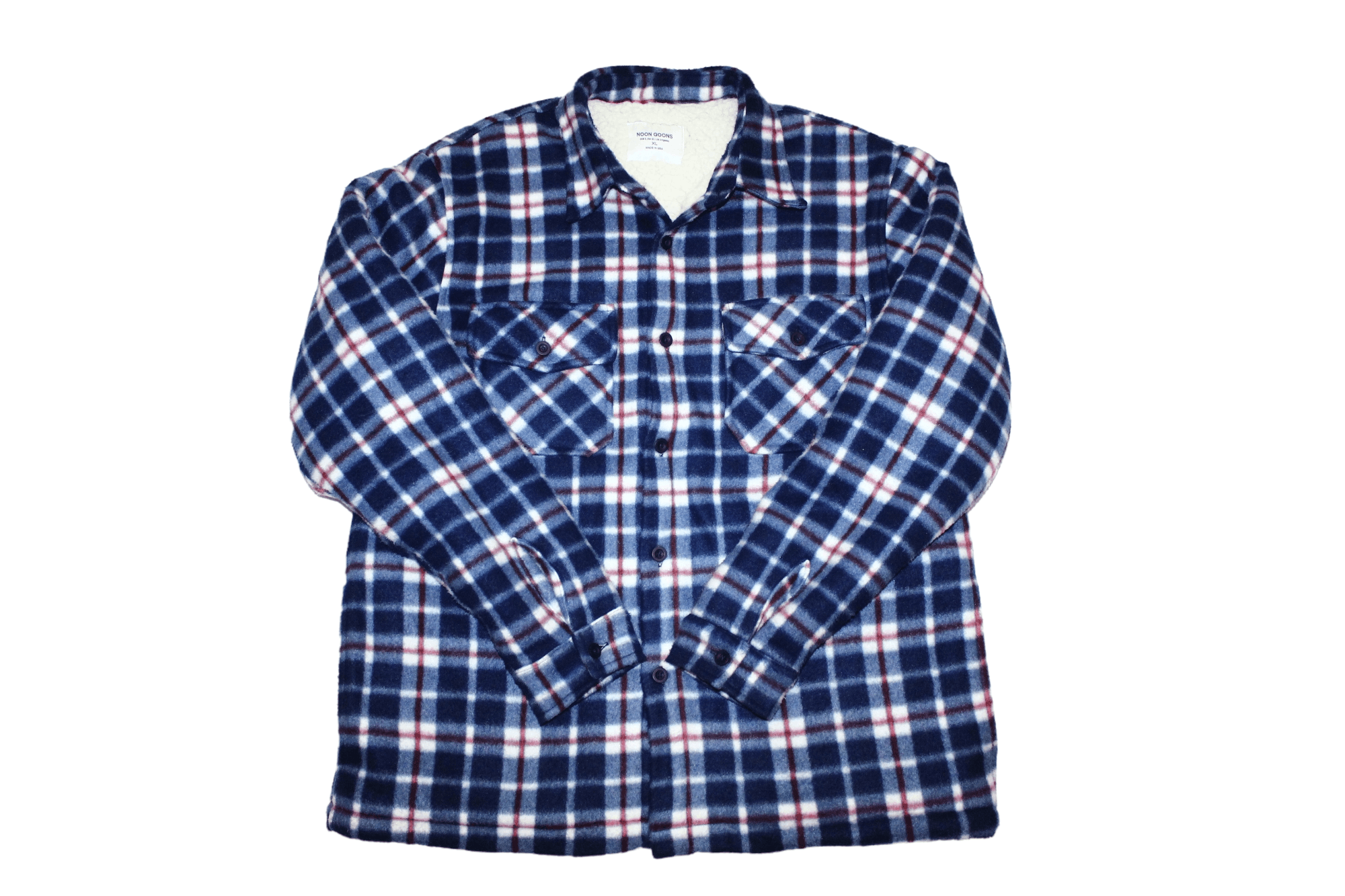 image of Noon Goons Plaid Sherpa Overshirt in Blue, Men's (Size XL)