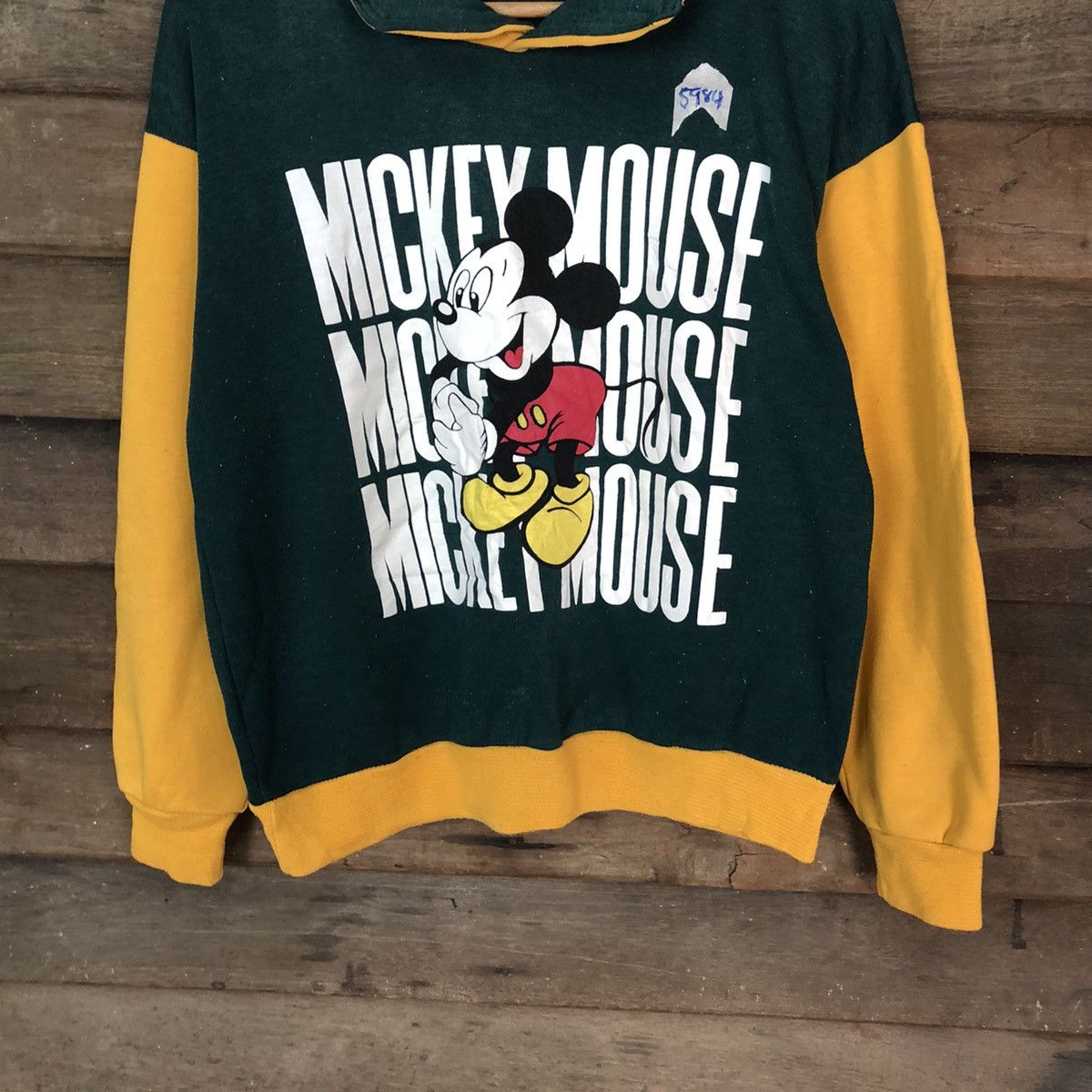 Disney Mickey Mouse Green Yellow Sweatshirt #5984 Size M / US 6-8 / IT 42-44 - 3 Thumbnail