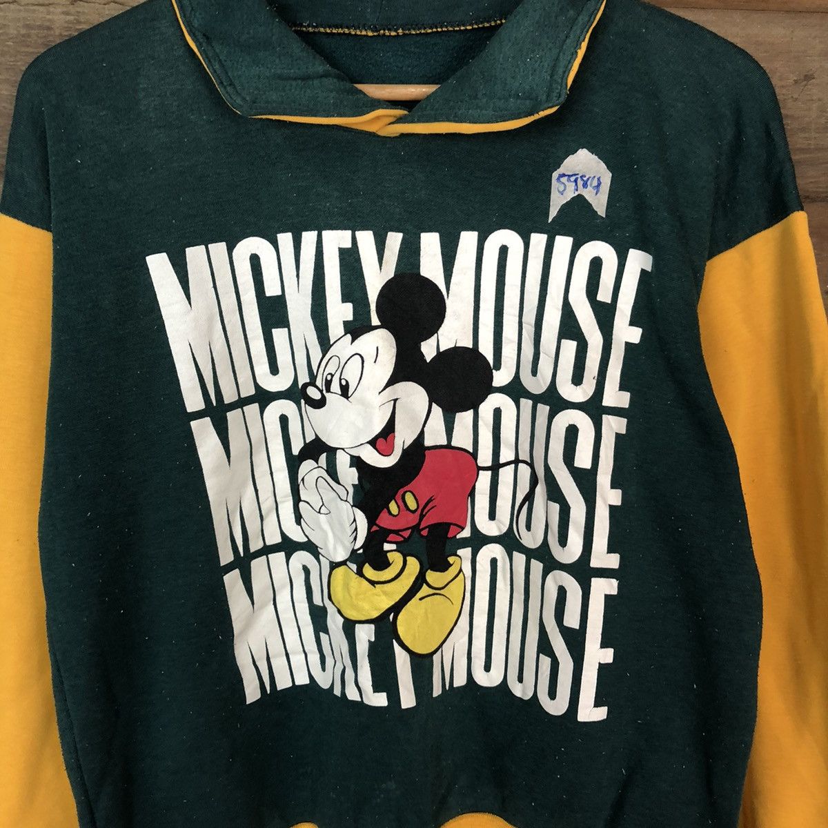 Disney Mickey Mouse Green Yellow Sweatshirt #5984 Size M / US 6-8 / IT 42-44 - 6 Thumbnail