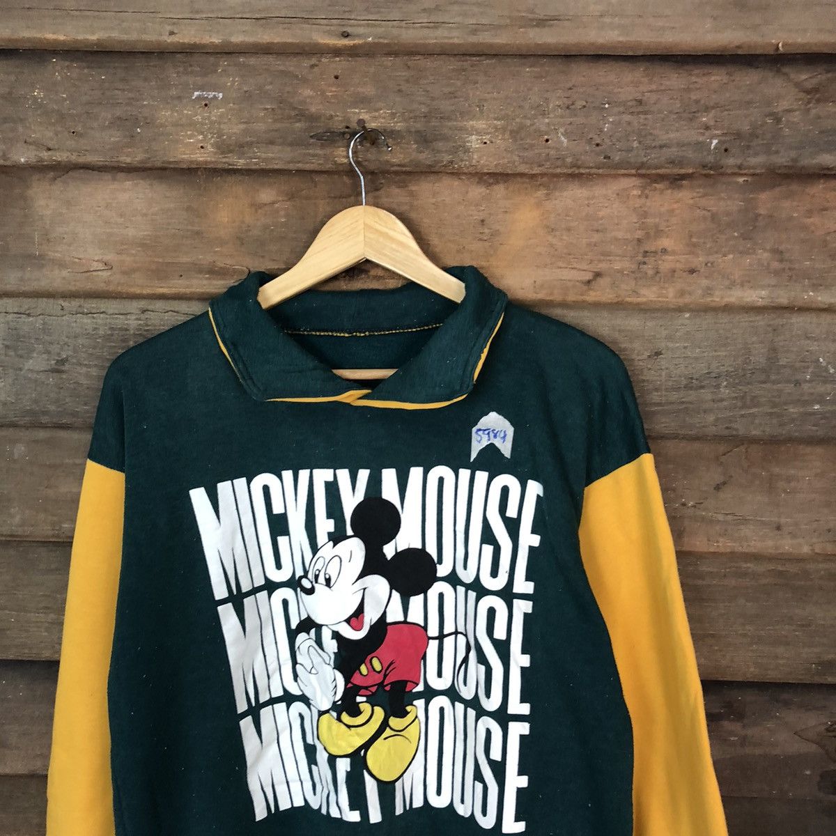 Disney Mickey Mouse Green Yellow Sweatshirt #5984 Size M / US 6-8 / IT 42-44 - 2 Thumbnail