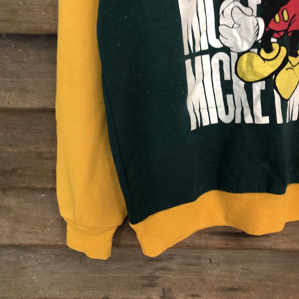 Disney Mickey Mouse Green Yellow Sweatshirt #5984 Size M / US 6-8 / IT 42-44 - 4 Thumbnail