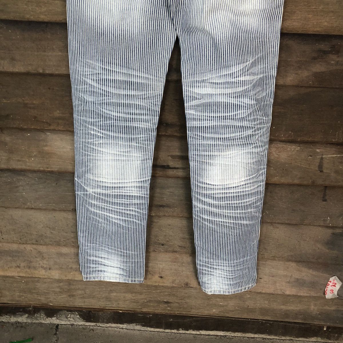 Japanese Brand Love Denim Blue stripe Distressed Denim Pants #5004 Size US 30 / EU 46 - 12 Thumbnail