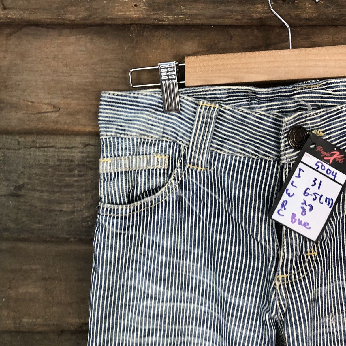 Japanese Brand Love Denim Blue stripe Distressed Denim Pants #5004 Size US 30 / EU 46 - 4 Thumbnail